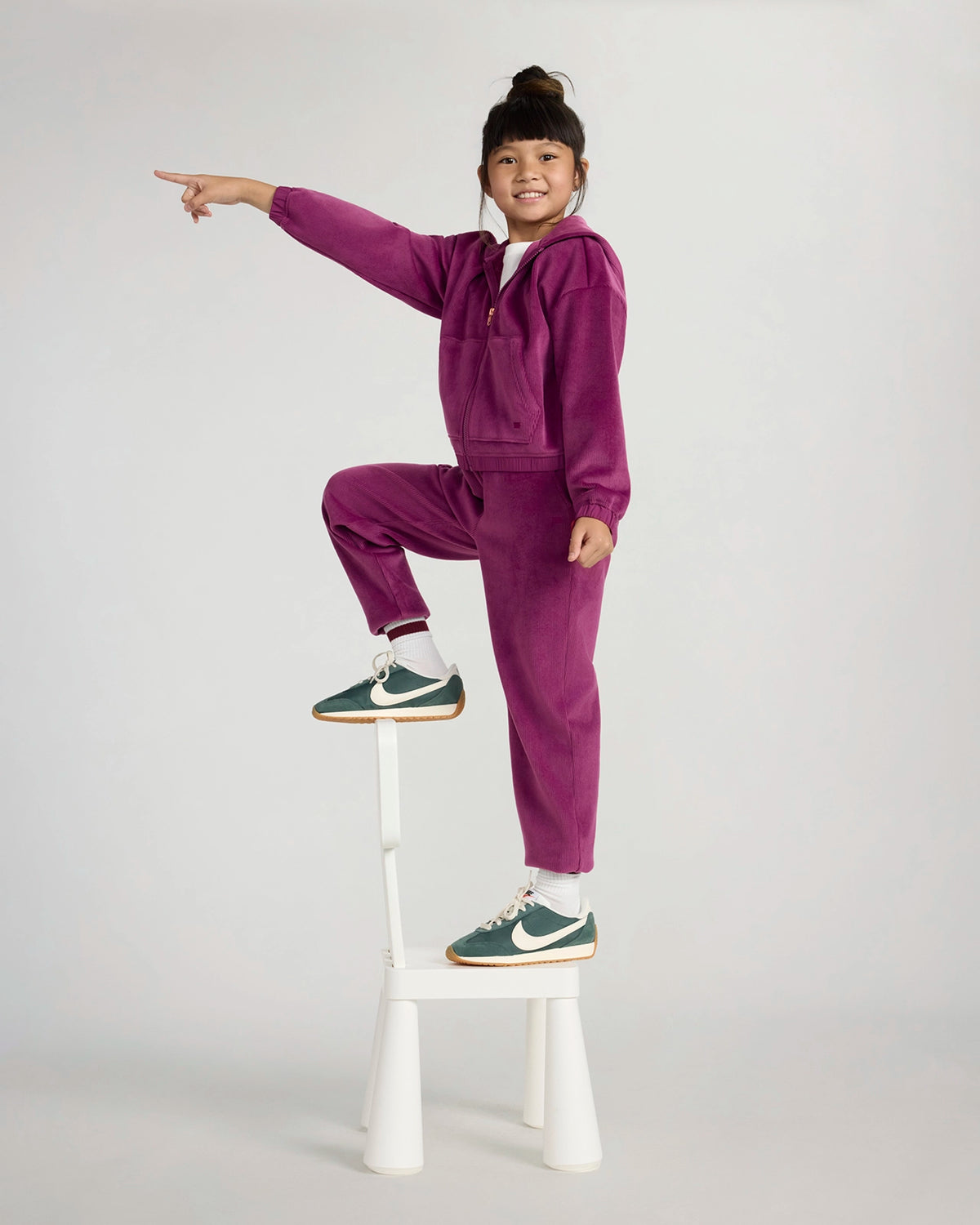 The Soft Luxe Girls’ Cozy Corduroy Full Zip Hoodie - Deep Pink