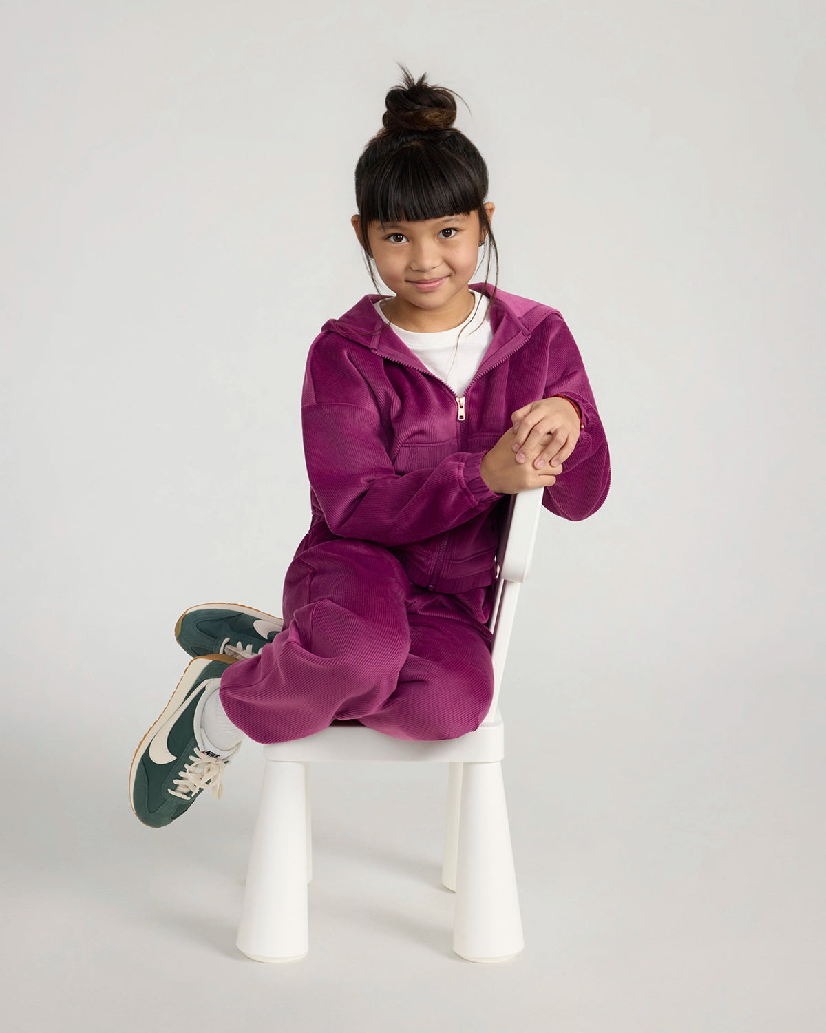 The Soft Luxe Girls’ Cozy Corduroy Full Zip Hoodie - Deep Pink