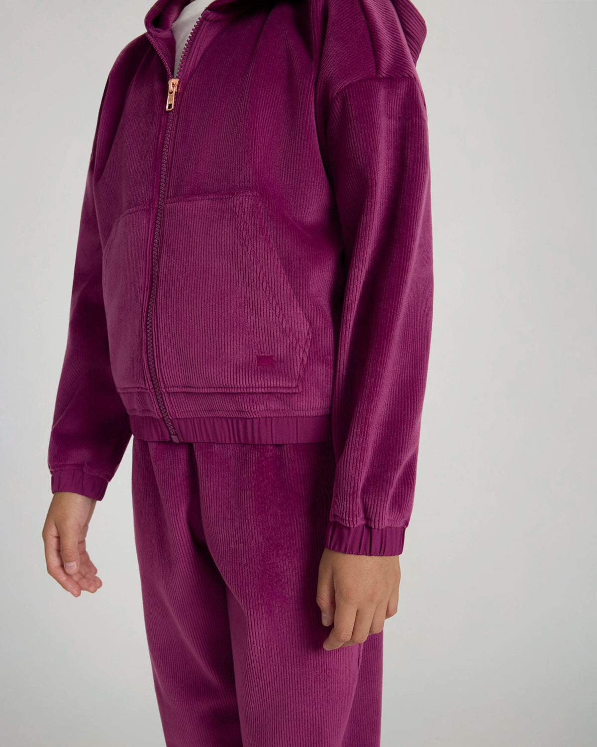 The Soft Luxe Girls’ Cozy Corduroy Full Zip Hoodie - Deep Pink