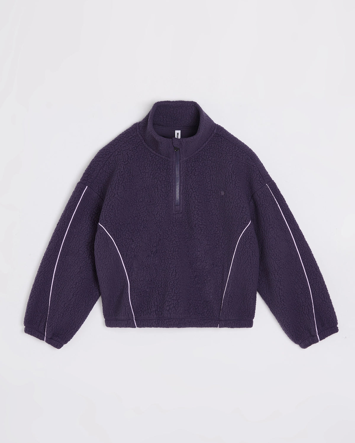 The Soft Luxe Berber Piping Quarter-Zip Top - Purplish Grey