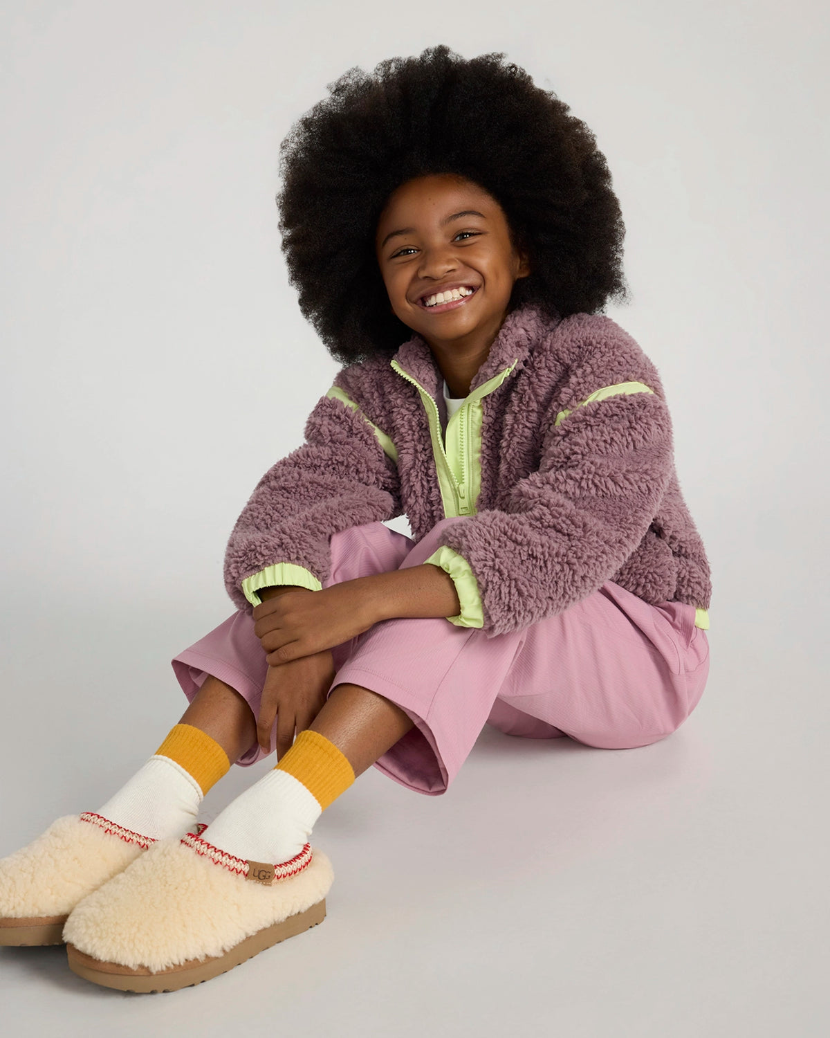 The Soft Luxe Girls’ Berber Fleece Half Zip Top - Elderberry