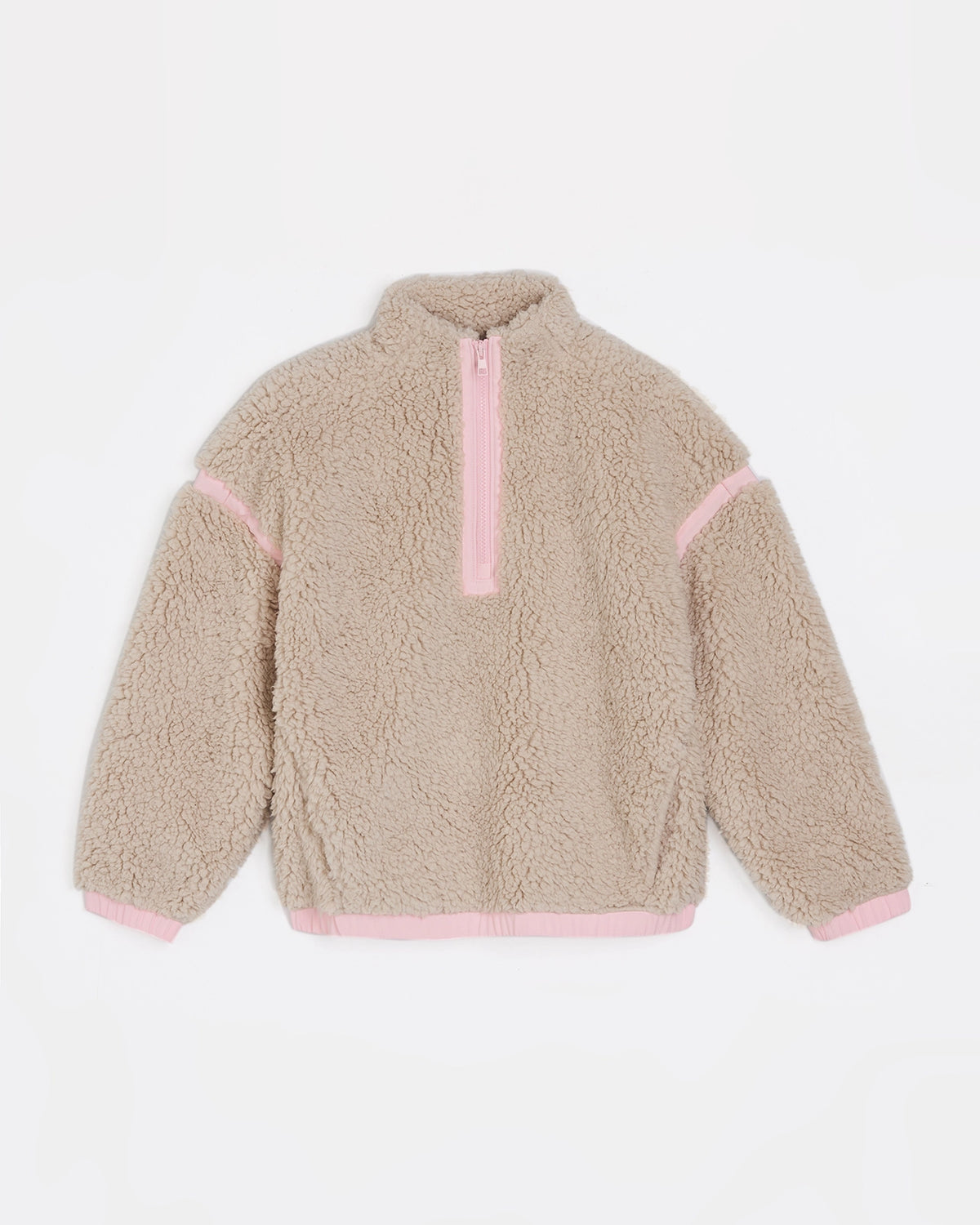 The Soft Luxe Girls’ Berber Fleece Half Zip Top - Pumice Stone