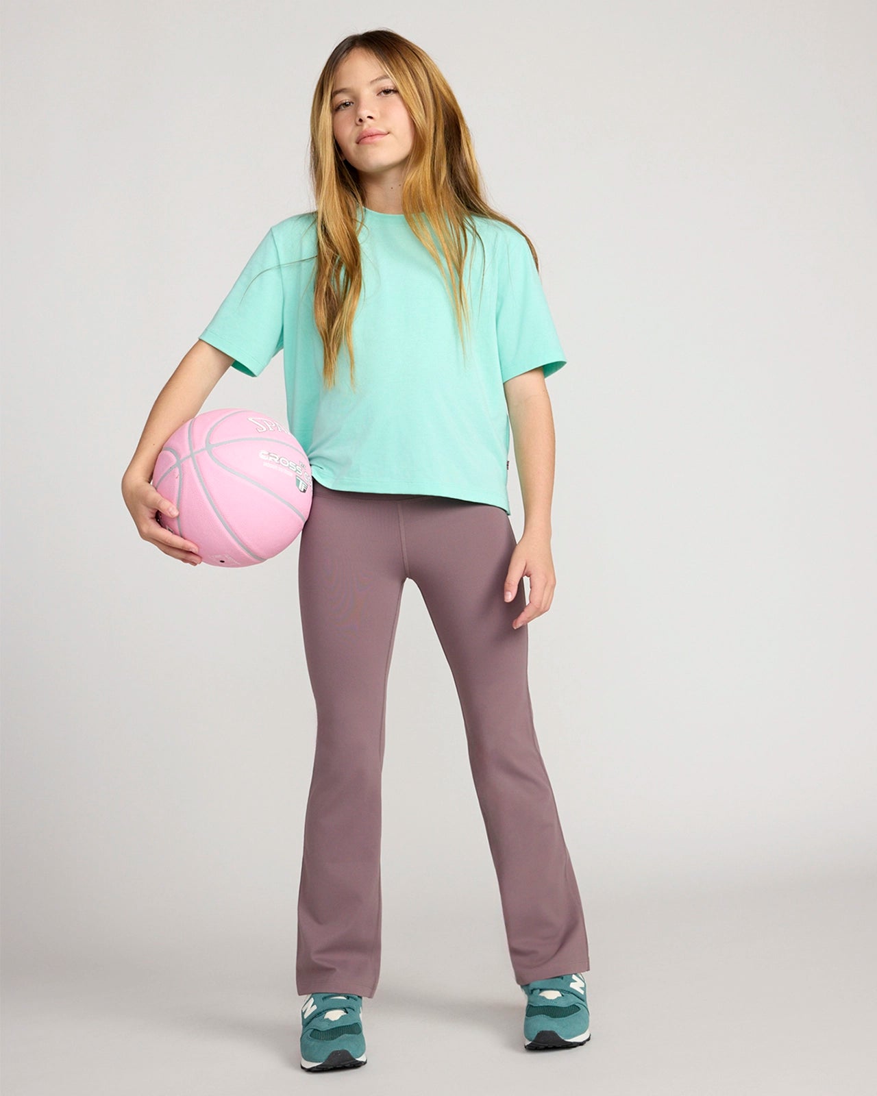 The Kids' Active Buttery-Soft GRS Certified Recycled Nylon Flare Pant - Dark Mauve