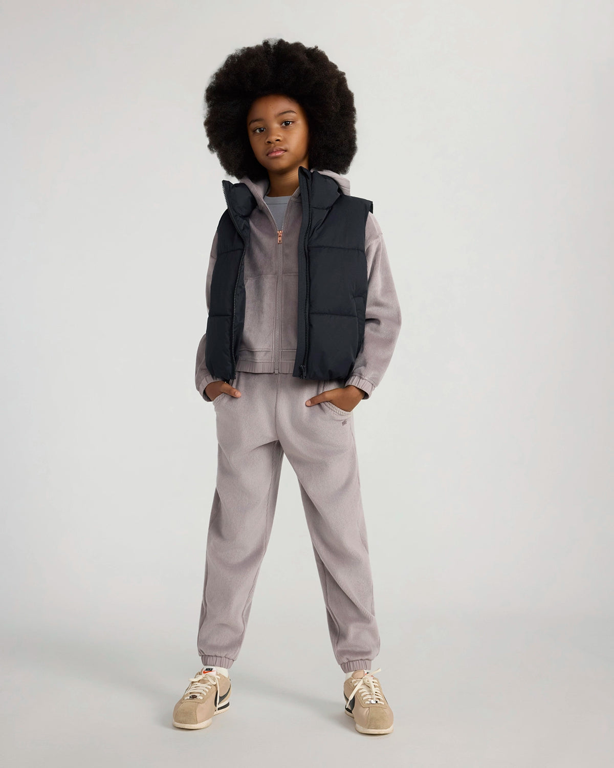 The Soft Luxe Girls’ Cozy Corduroy Jogger - Mauve Grey