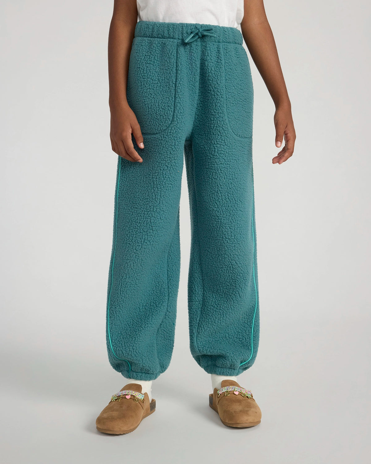 The Soft Luxe Berber Piping Jogger - Verdigris Green