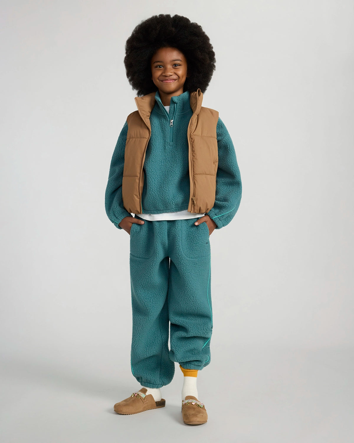 The Soft Luxe Berber Piping Jogger - Verdigris Green