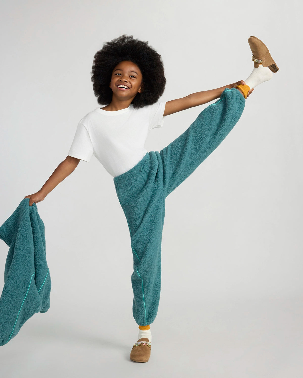 The Soft Luxe Berber Piping Jogger - Verdigris Green