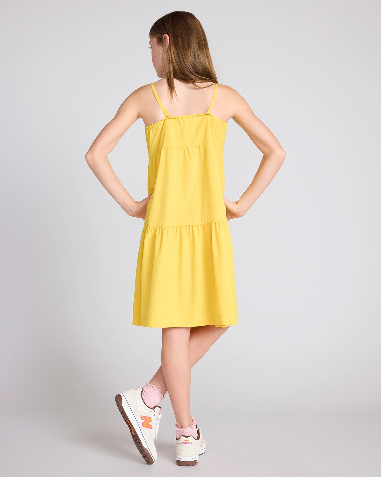The Girls' Soft Luxe GRS Certified Recycled Poly 3-Tier Dress - Sunny Yellow