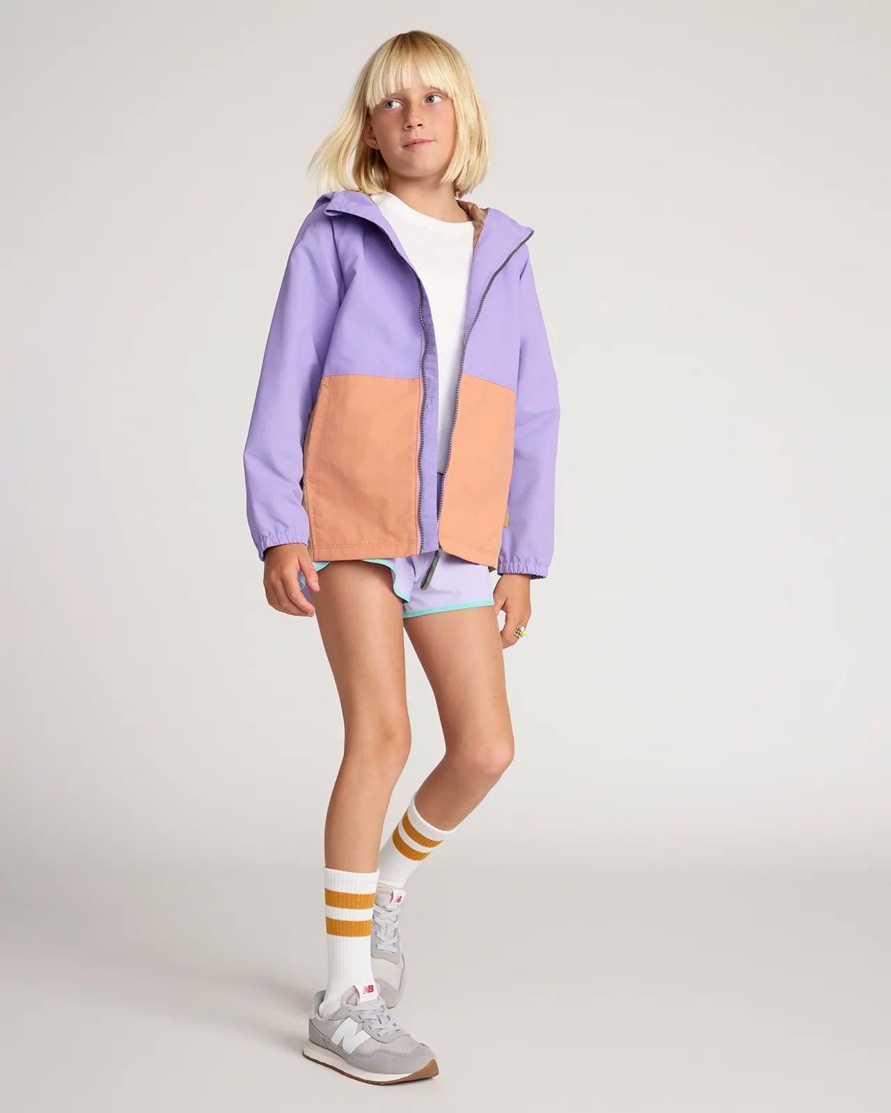 Unisex Kid’s Color Block Rain Jacket - Purple/Orange