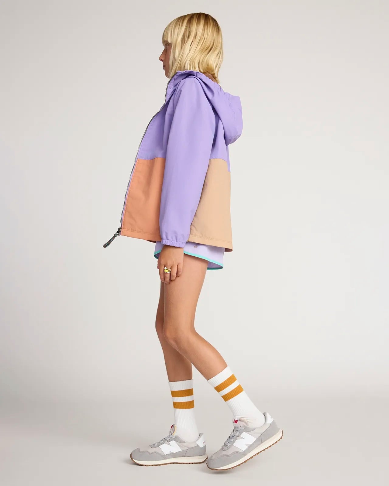 Unisex Kid’s Color Block Rain Jacket - Purple/Orange