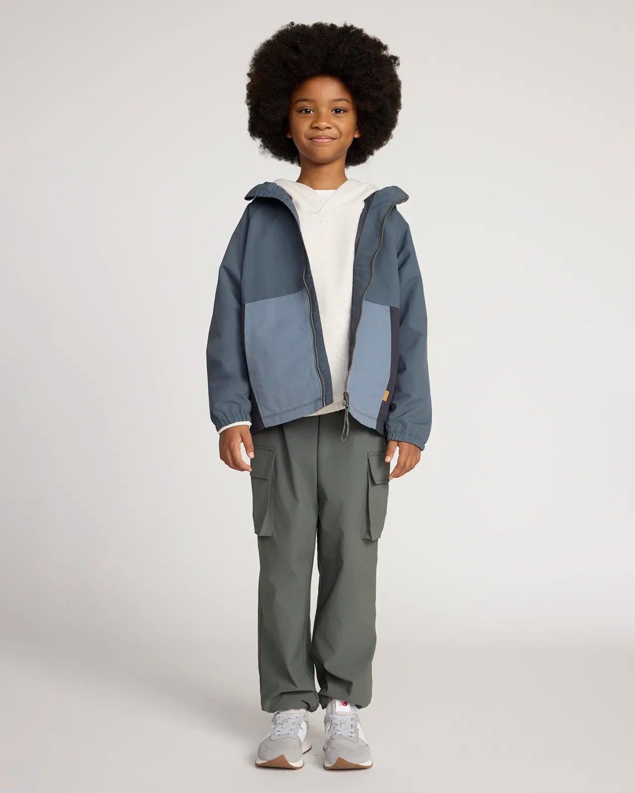 Unisex Kid’s Color Block Rain Jacket - Black/Grey