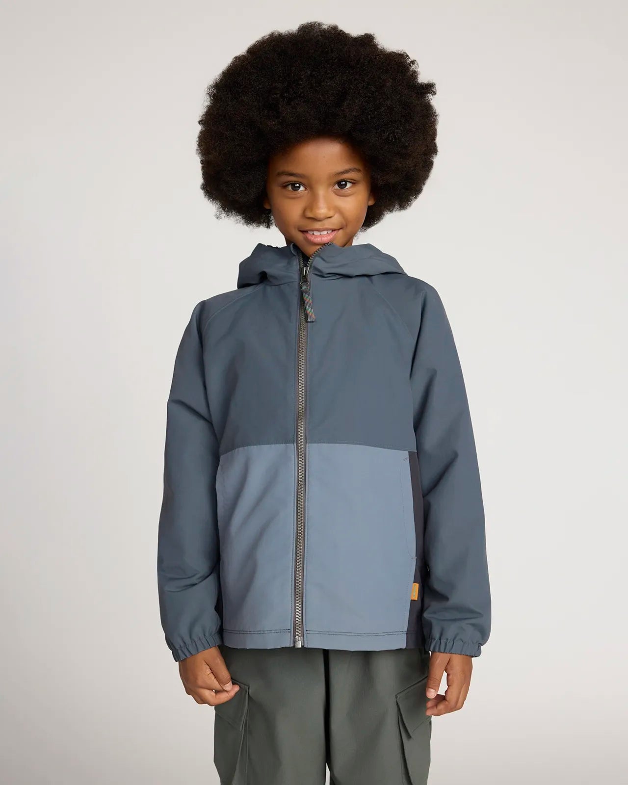 Unisex Kid’s Color Block Rain Jacket - Black/Grey