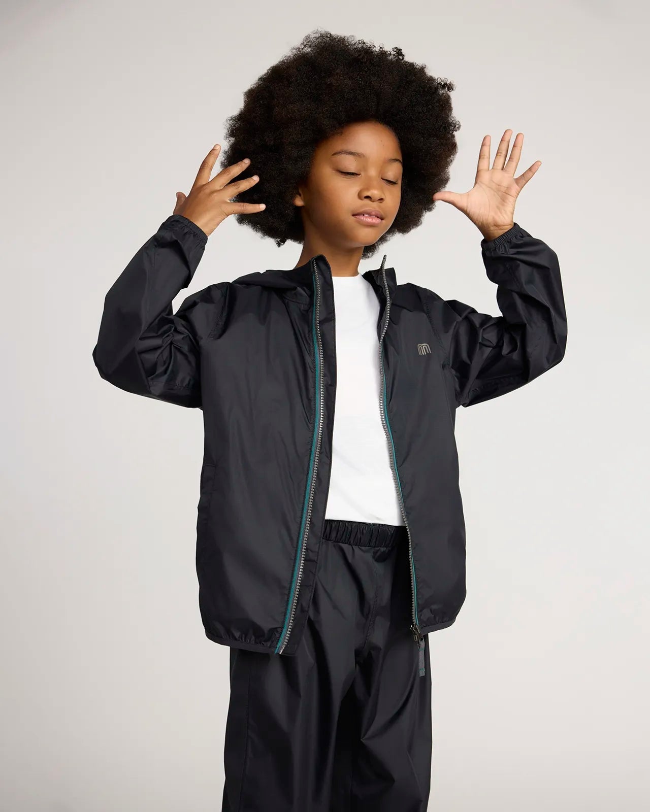 The Kids' Packable GRS Certified Recycled Nylon Splash Rain Jacket - Black
