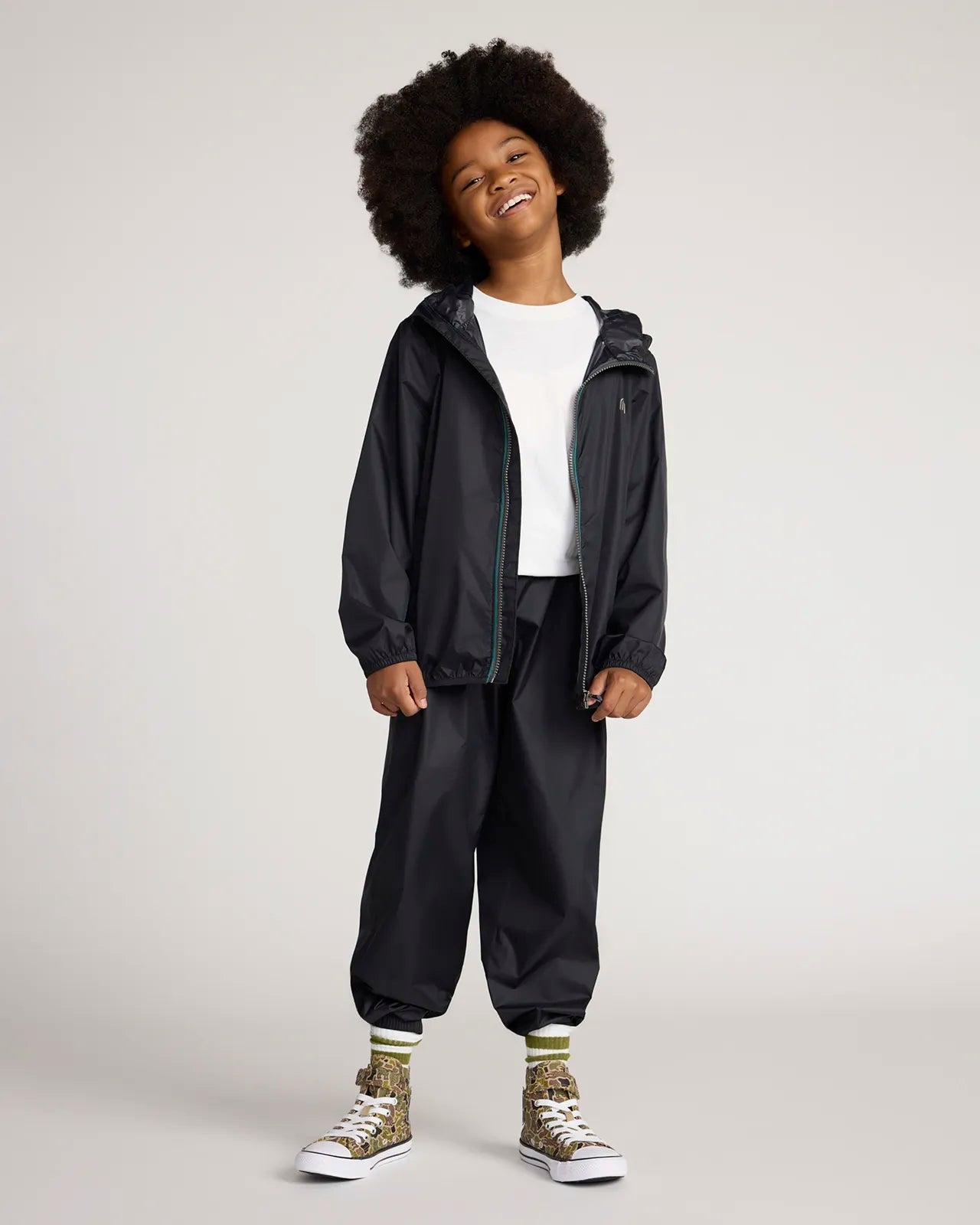 The Kids' Packable GRS Certified Recycled Nylon Splash Pant - Black