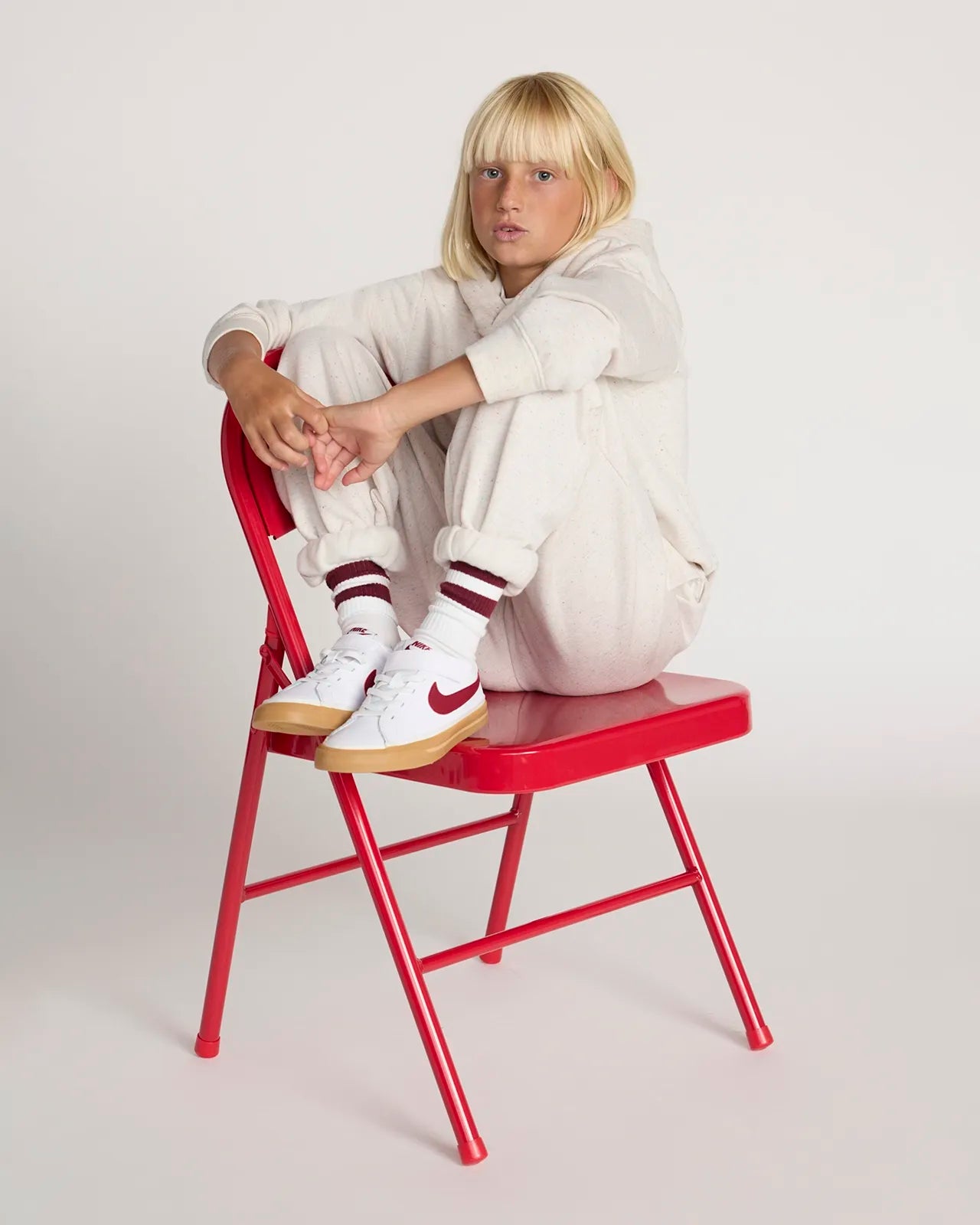 The Kids' Ecovero™ + GRS Certified Recycled Polyester Candy Fleece Hoodie - White