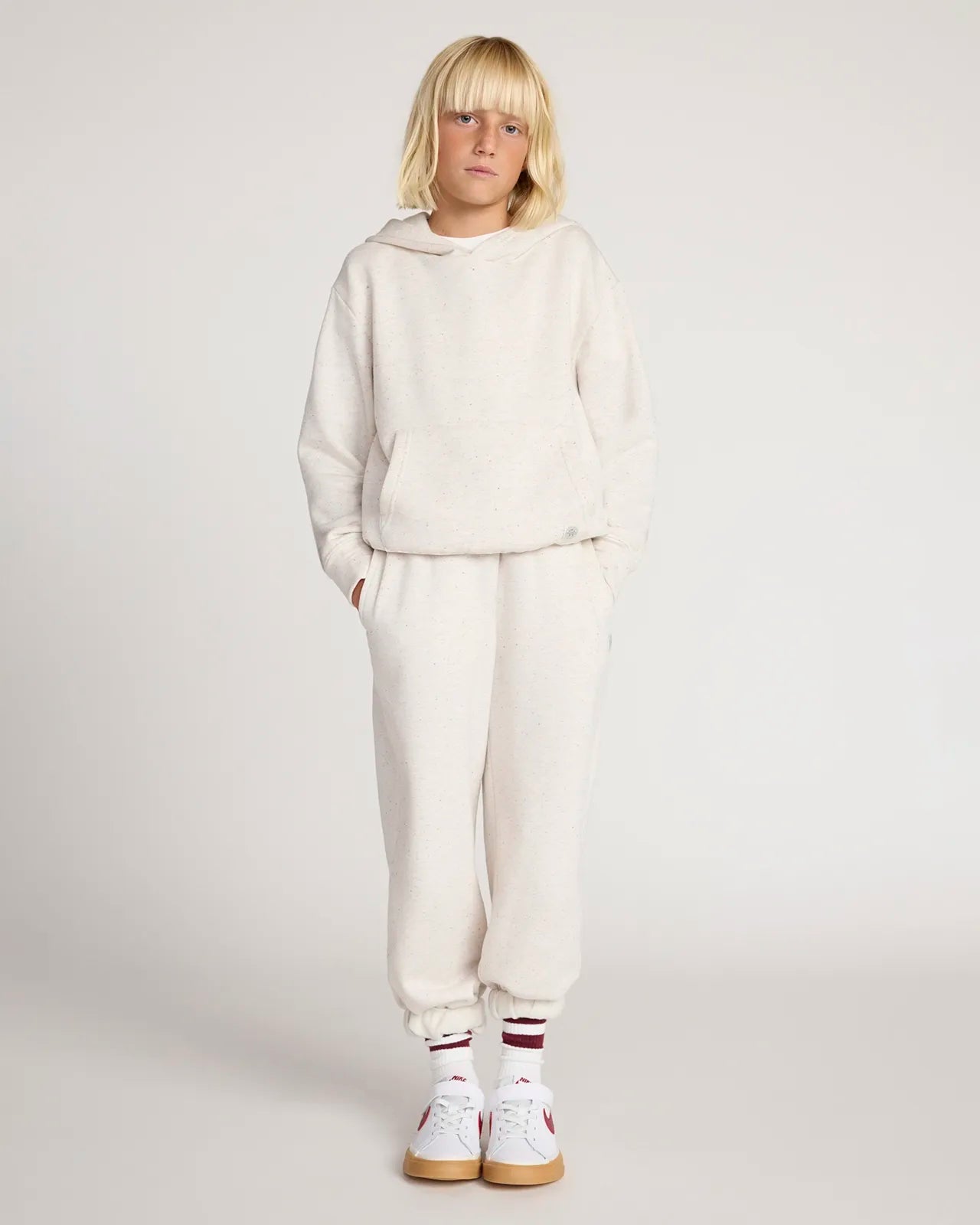 The Kids' Ecovero™ + GRS Certified Recycled Polyester Candy Fleece Hoodie - White