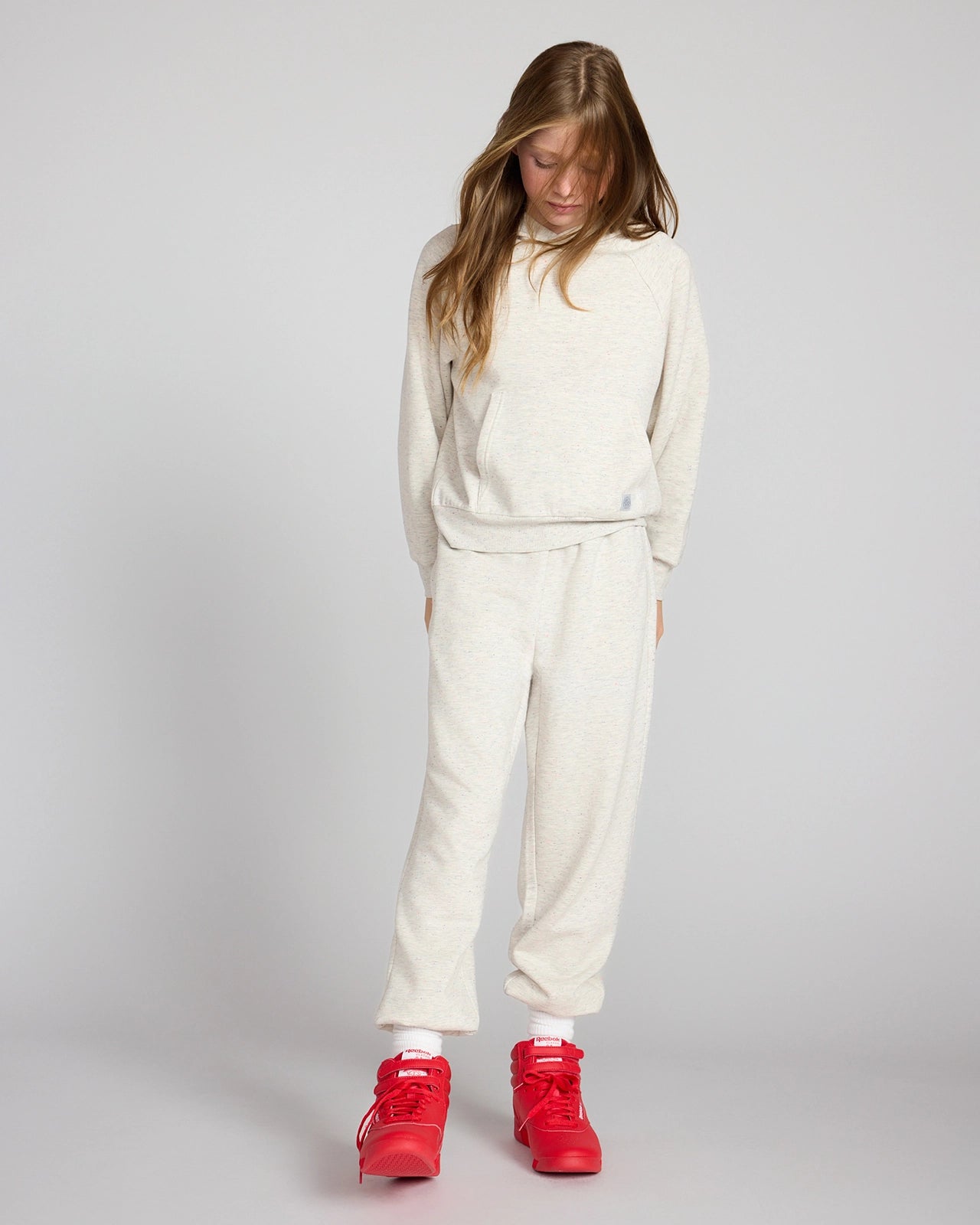 The Kids' Ecovero™ + GRS Certified Recycled Poly Candy Fleece Hoodie - White