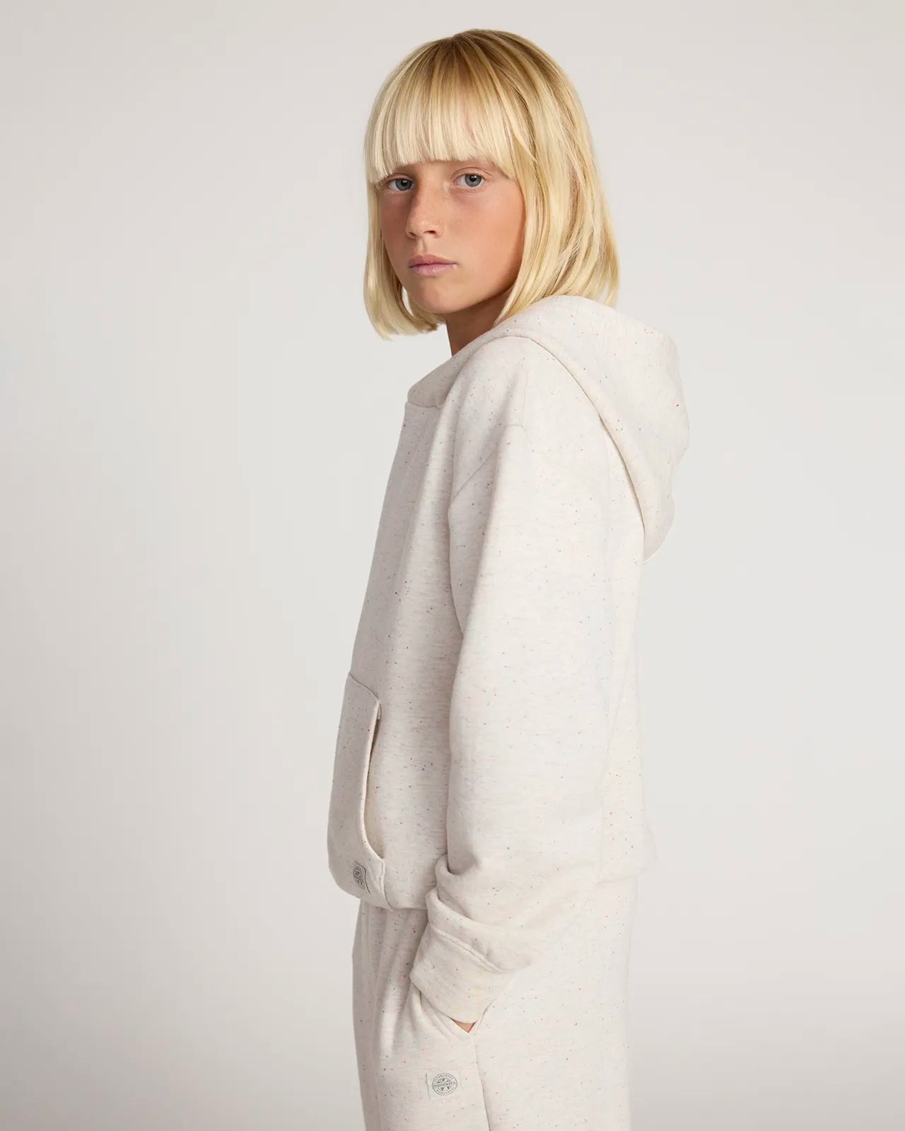 The Kids' Ecovero™ + GRS Certified Recycled Polyester Candy Fleece Hoodie - White