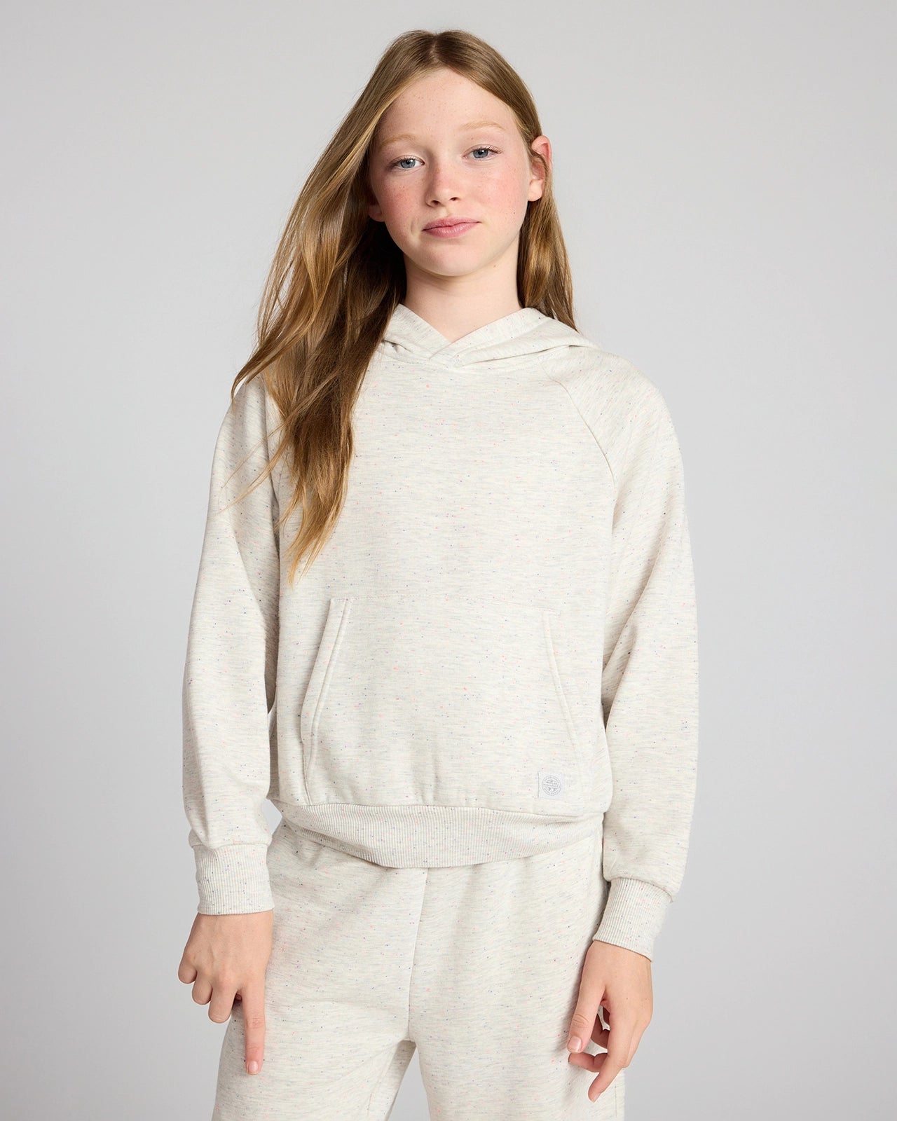 The Kids' Ecovero™ + GRS Certified Recycled Poly Candy Fleece Hoodie - White