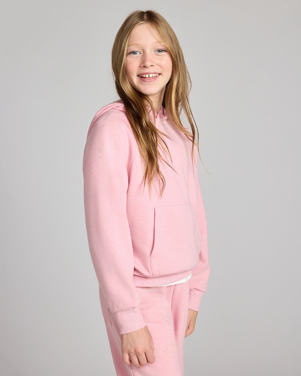 The Kids' Ecovero™ + GRS Certified Recycled Poly Candy Fleece Hoodie - Pink