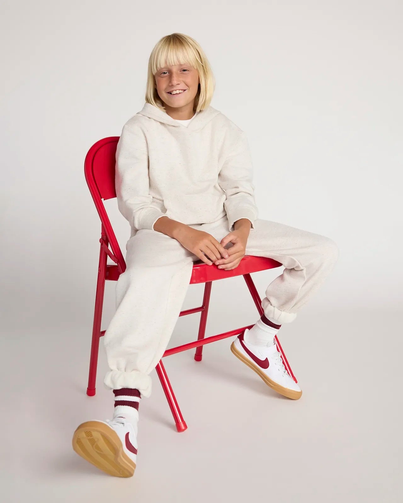 The Kids' Ecovero™ + GRS Certified Recycled Polyester Candy Fleece Jogger - White