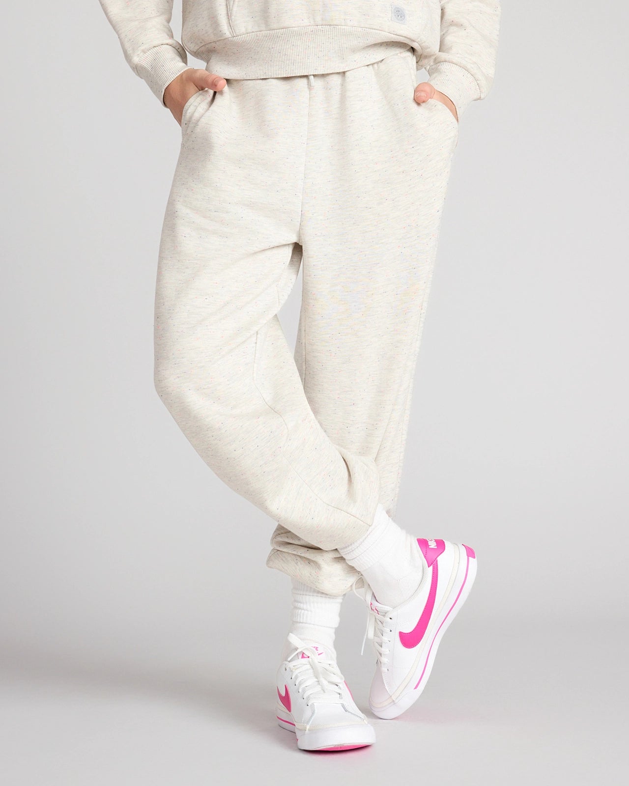 The Kids' Ecovero™ + GRS Certified Recycled Poly Candy Fleece Jogger - White