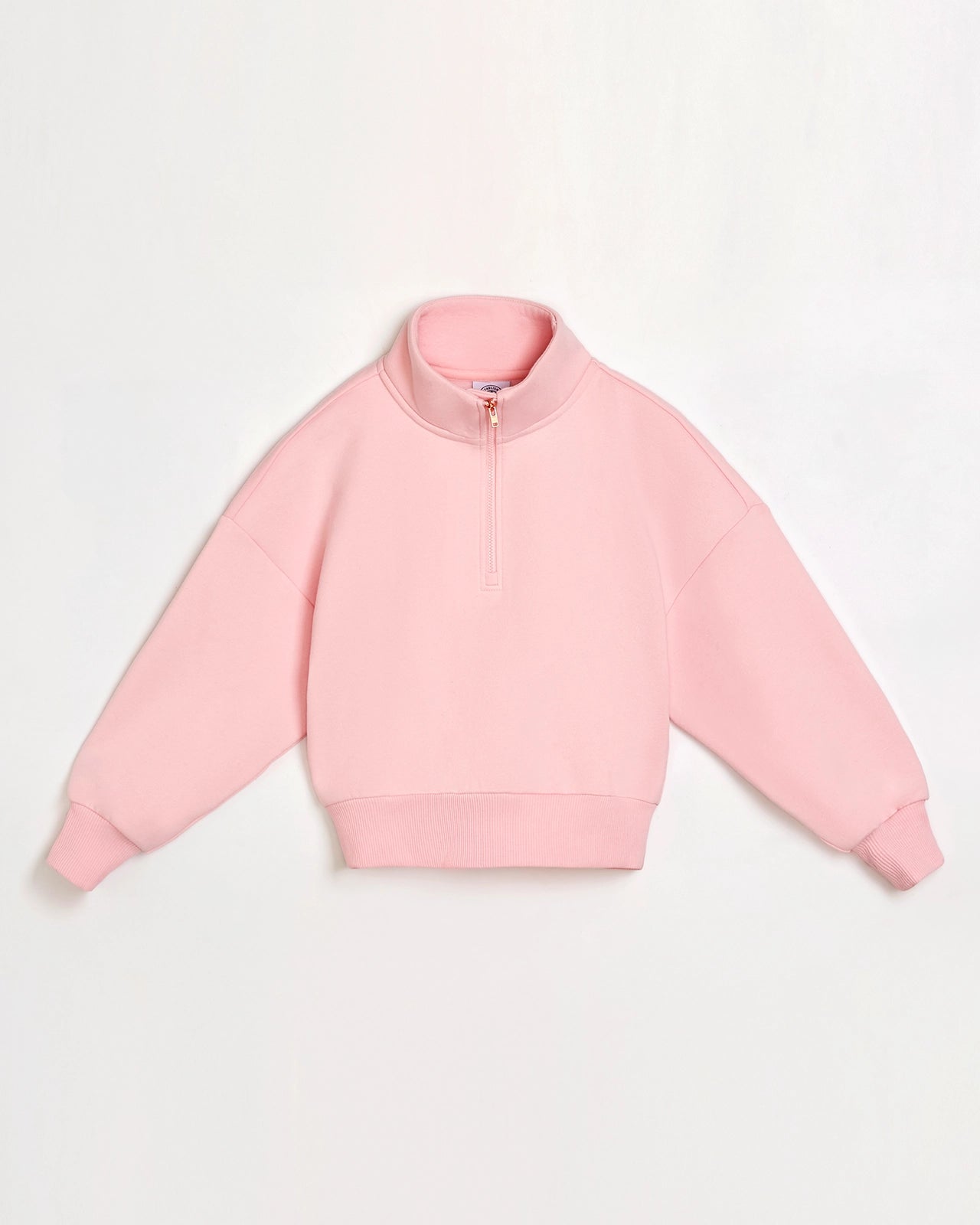 The Soft Organic Cotton 1/2 Zip Top - Rose Pink