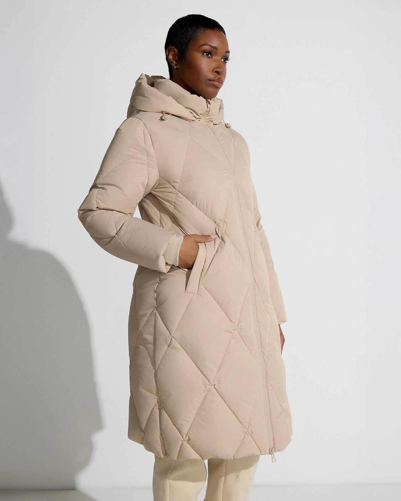 The RDS 700 Fill Power GRS Certified Recycled Poly Diamond-Quilted Parka - Cream