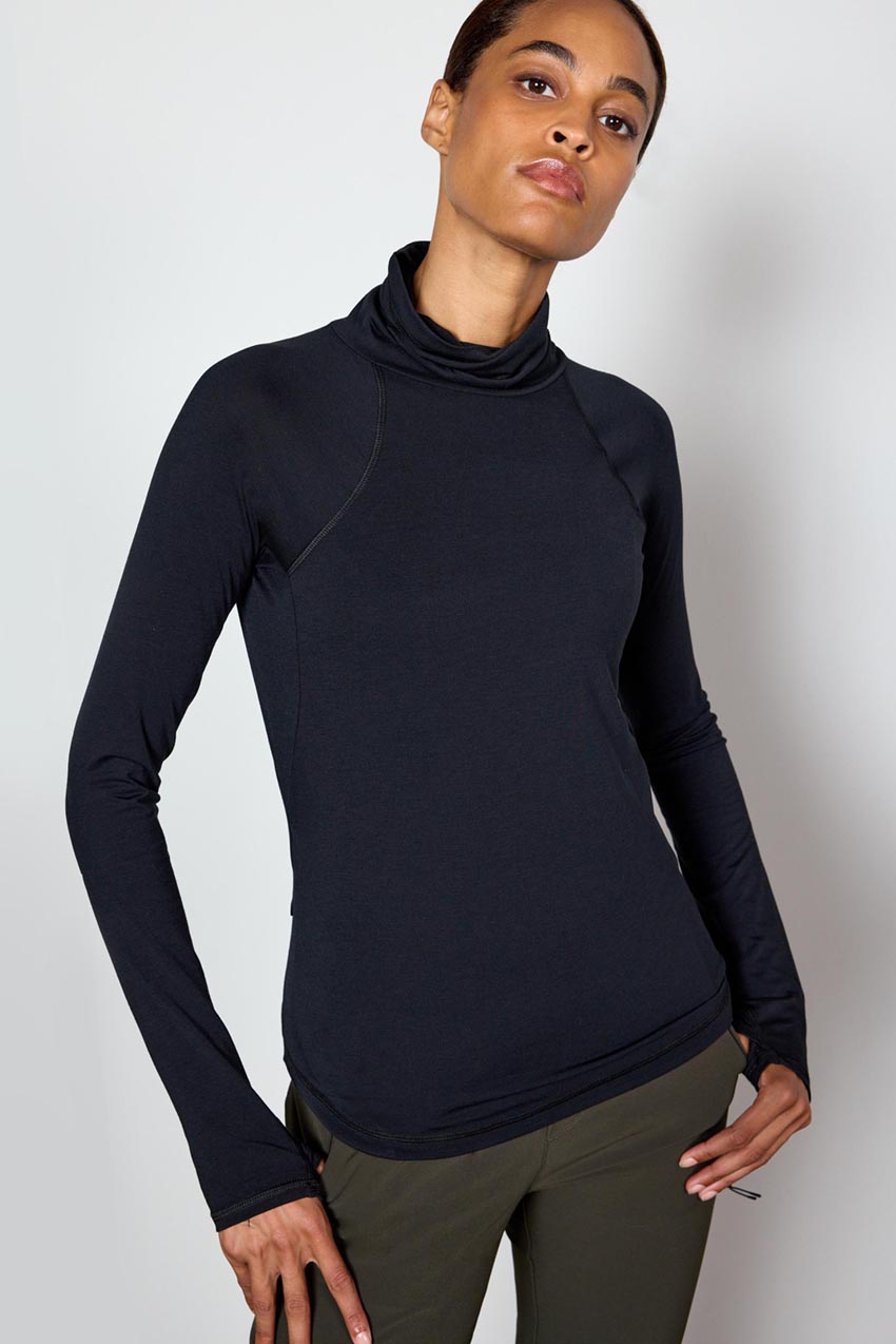 Orbit Recycled Polyester High Mock Neck Long Sleeve Top