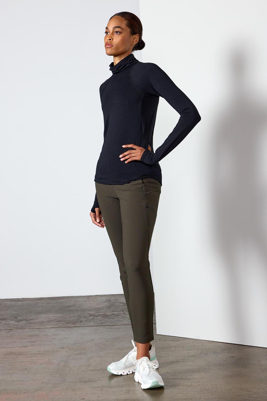 Orbit Recycled Polyester High Mock Neck Long Sleeve Top