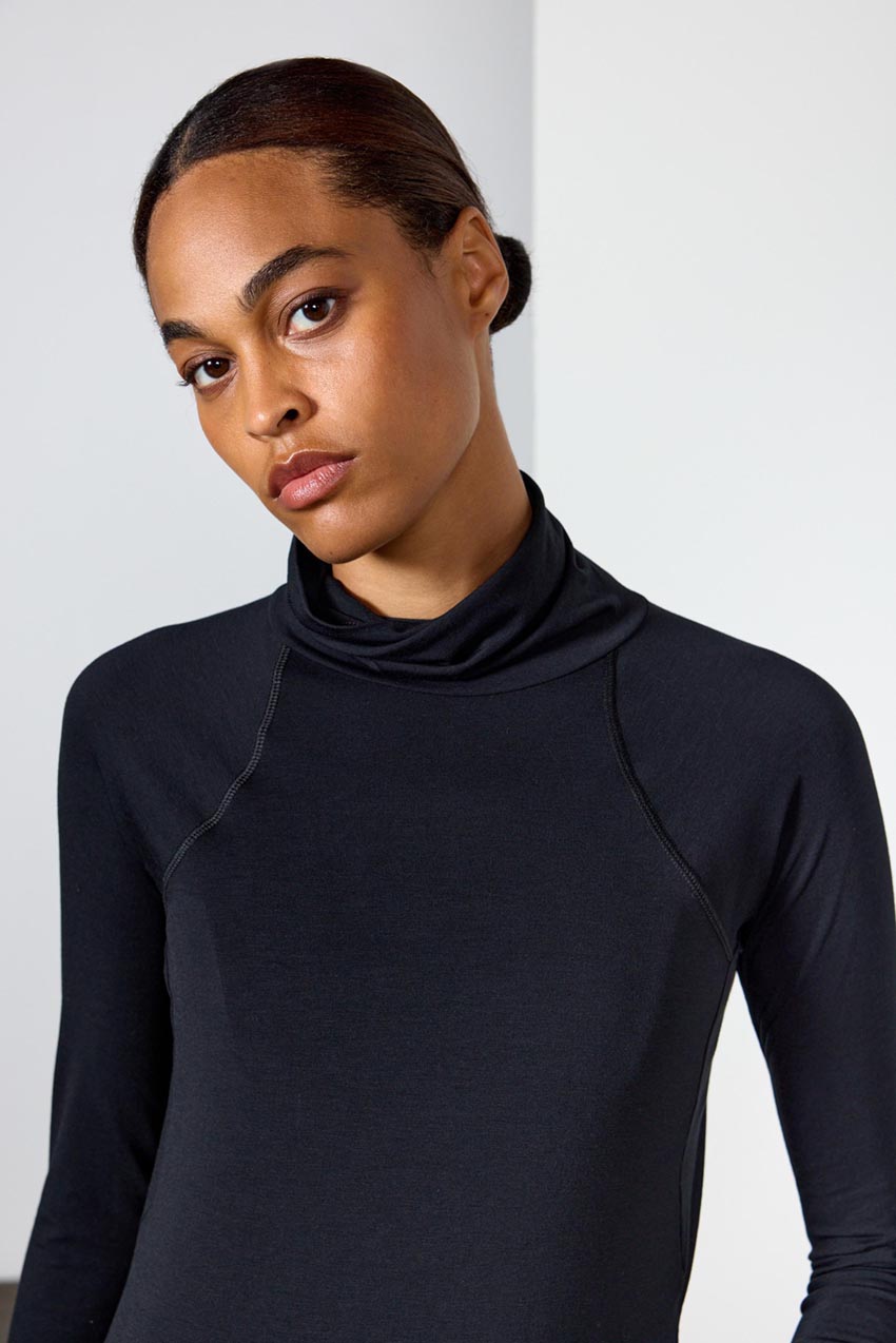 Orbit Recycled Polyester High Mock Neck Long Sleeve Top