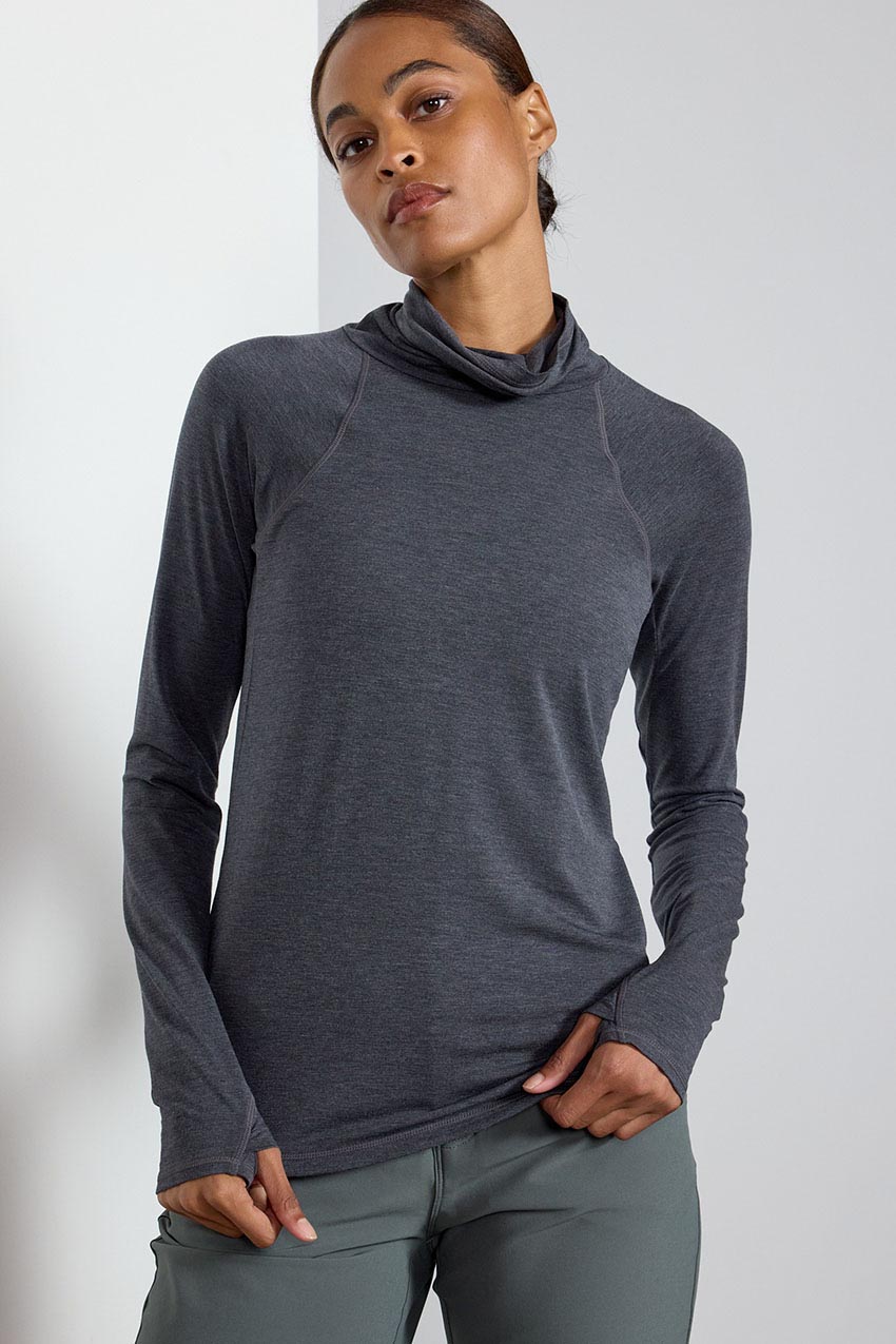 Orbit Recycled Polyester High Mock Neck Long Sleeve Top