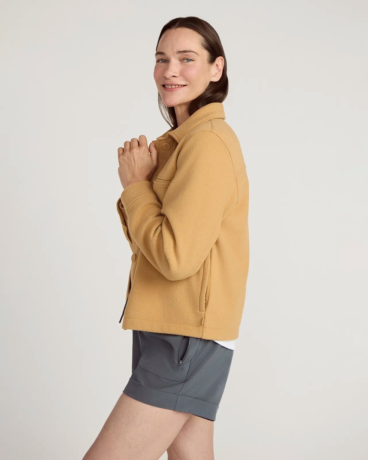The On-the-Go GRS Certified Recycled Polyester Cropped Jacket - Camel