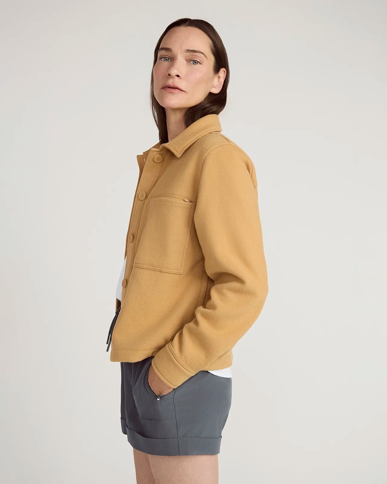 The On-the-Go GRS Certified Recycled Polyester Cropped Jacket - Camel