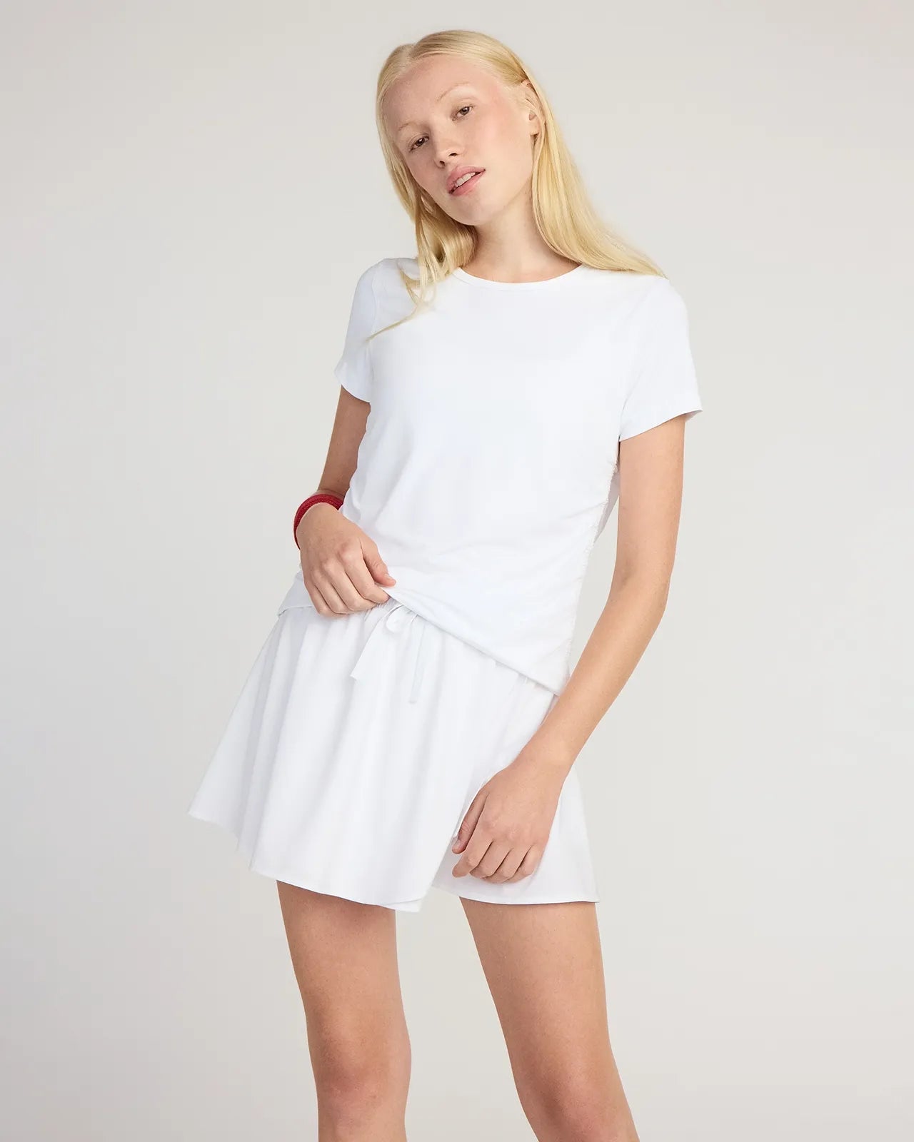 The Breathable GRS Certified Recycled Nylon Ruched Tee - White