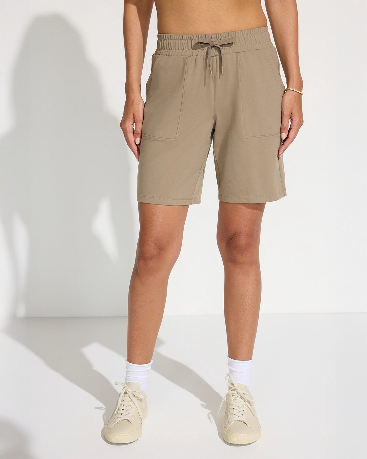 The Soft Stretch GRS Certified Recycled Poly Bermuda Short - Light Brown