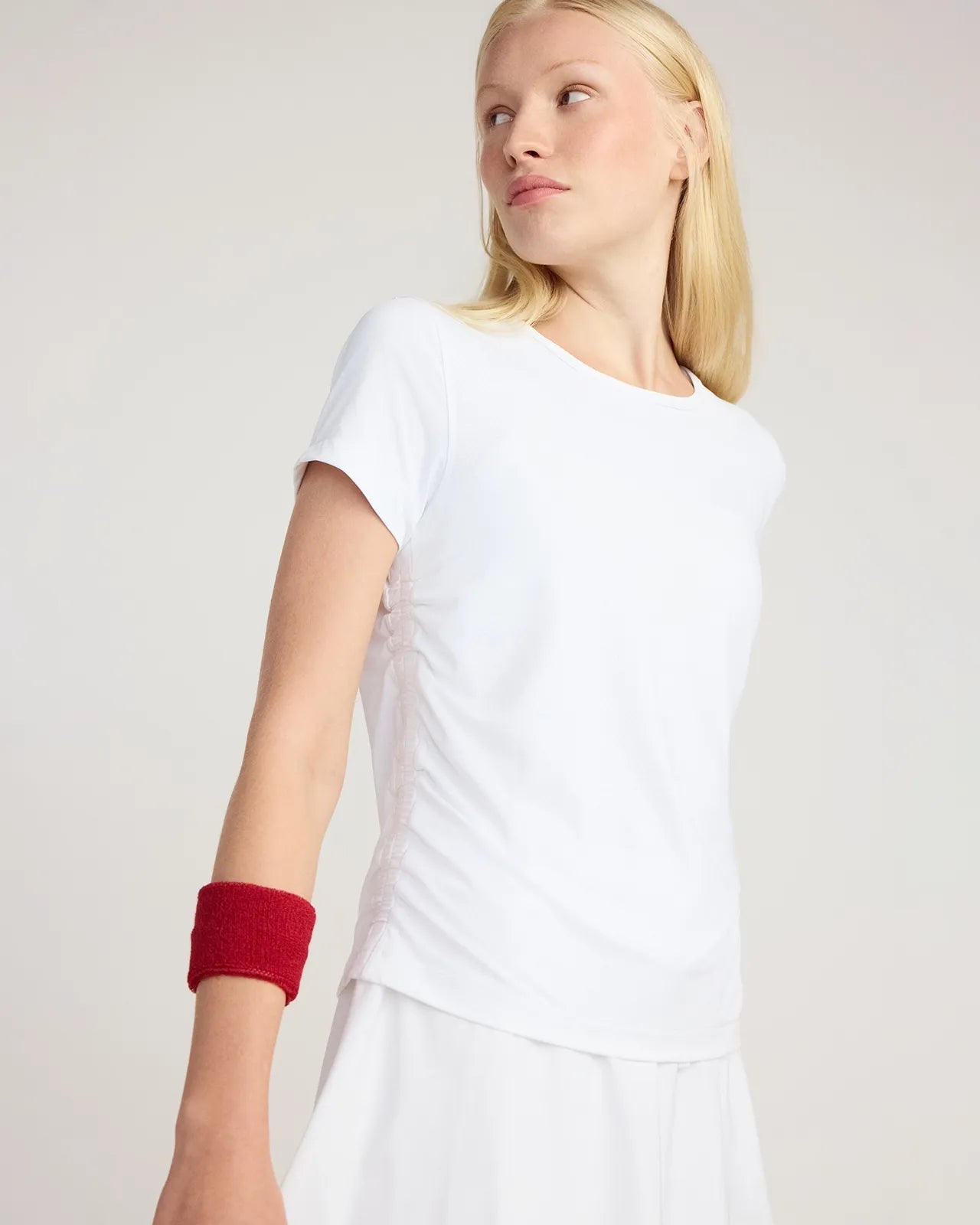 The Breathable GRS Certified Recycled Nylon Ruched Tee - White