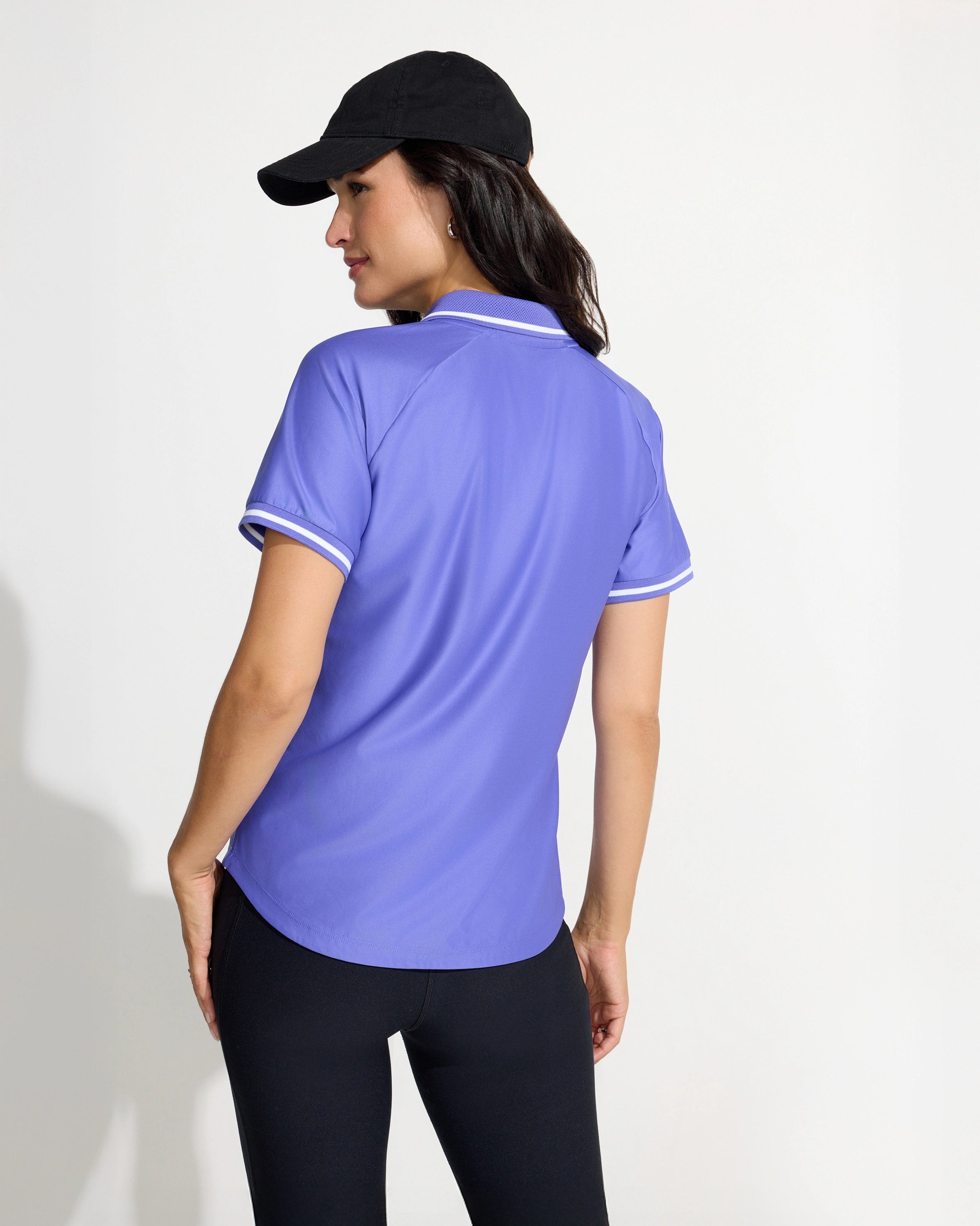 The Active GRS Certified Recycled Poly Diamond Knit Polo - Periwinkle Blue