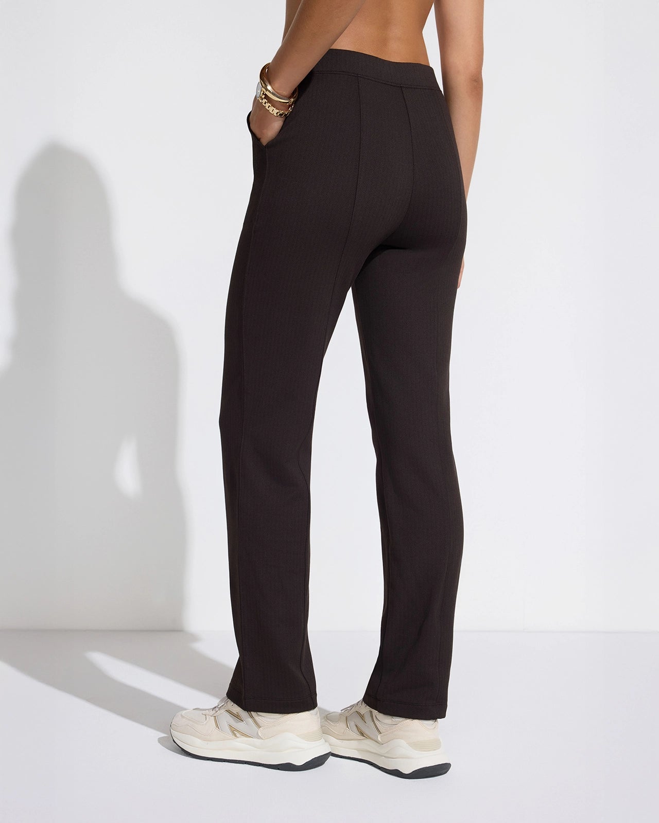 The Soft Luxe GRS Certified Recycled Poly Herringbone Pant - Dark Brown