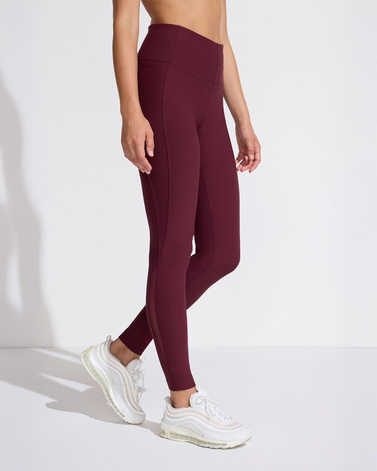 The Active Half-Moon Power Mesh GRS Certified Recycled Poly Legging - Deep Wine Red