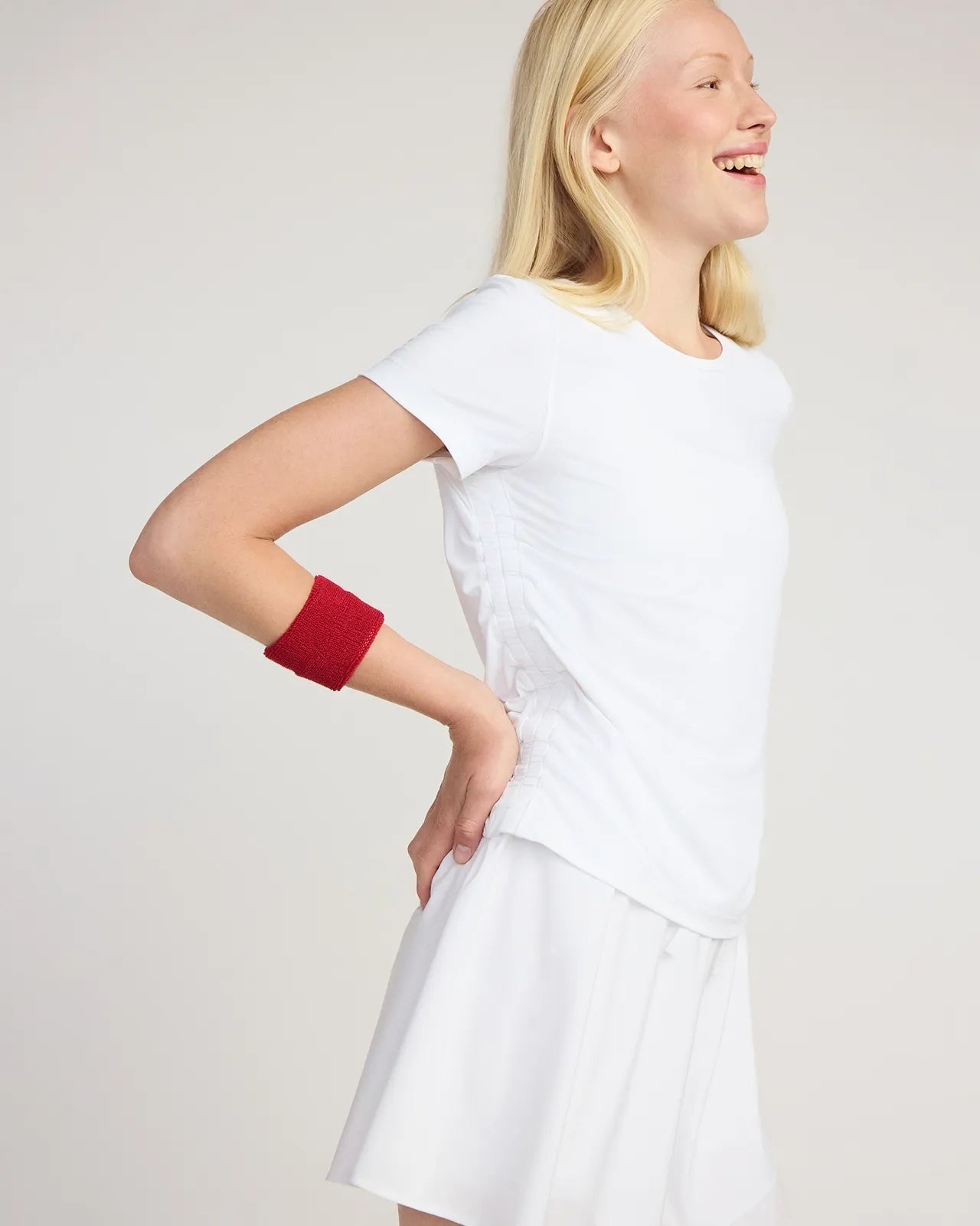 The Breathable GRS Certified Recycled Nylon Ruched Tee - White