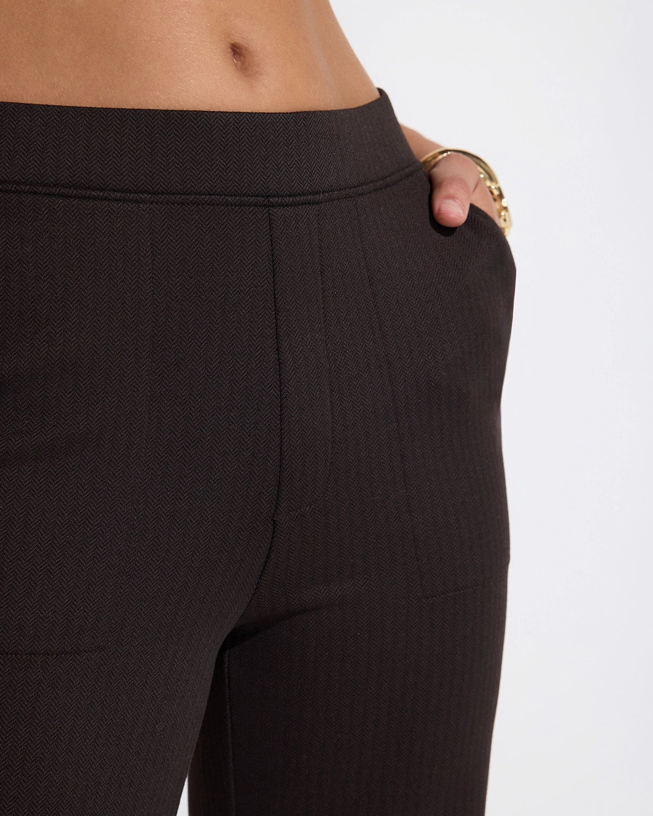 The Soft Luxe GRS Certified Recycled Poly Herringbone Pant - Dark Brown