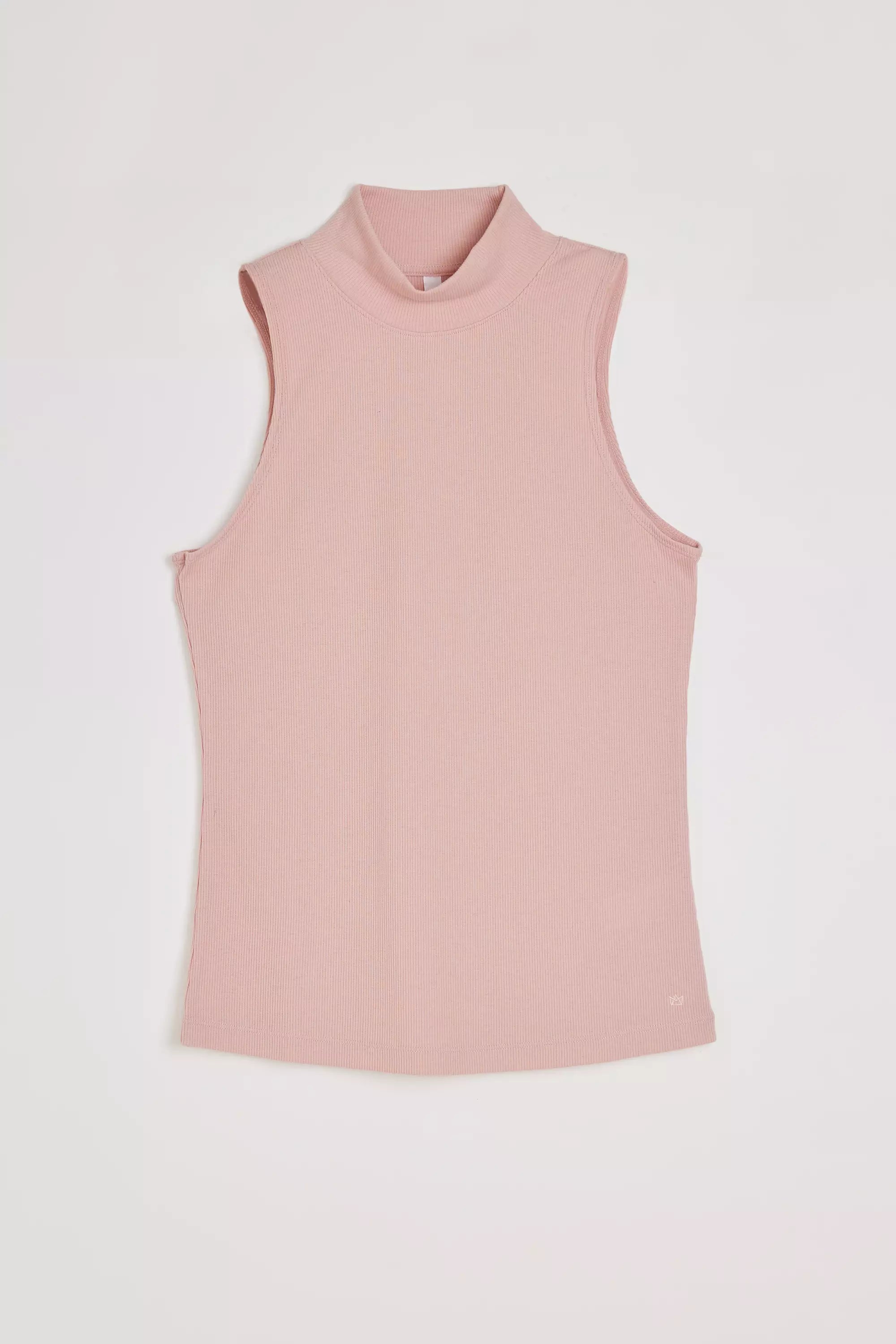 Collaborate Fitted Mock Neck Rib Sleeveless Top