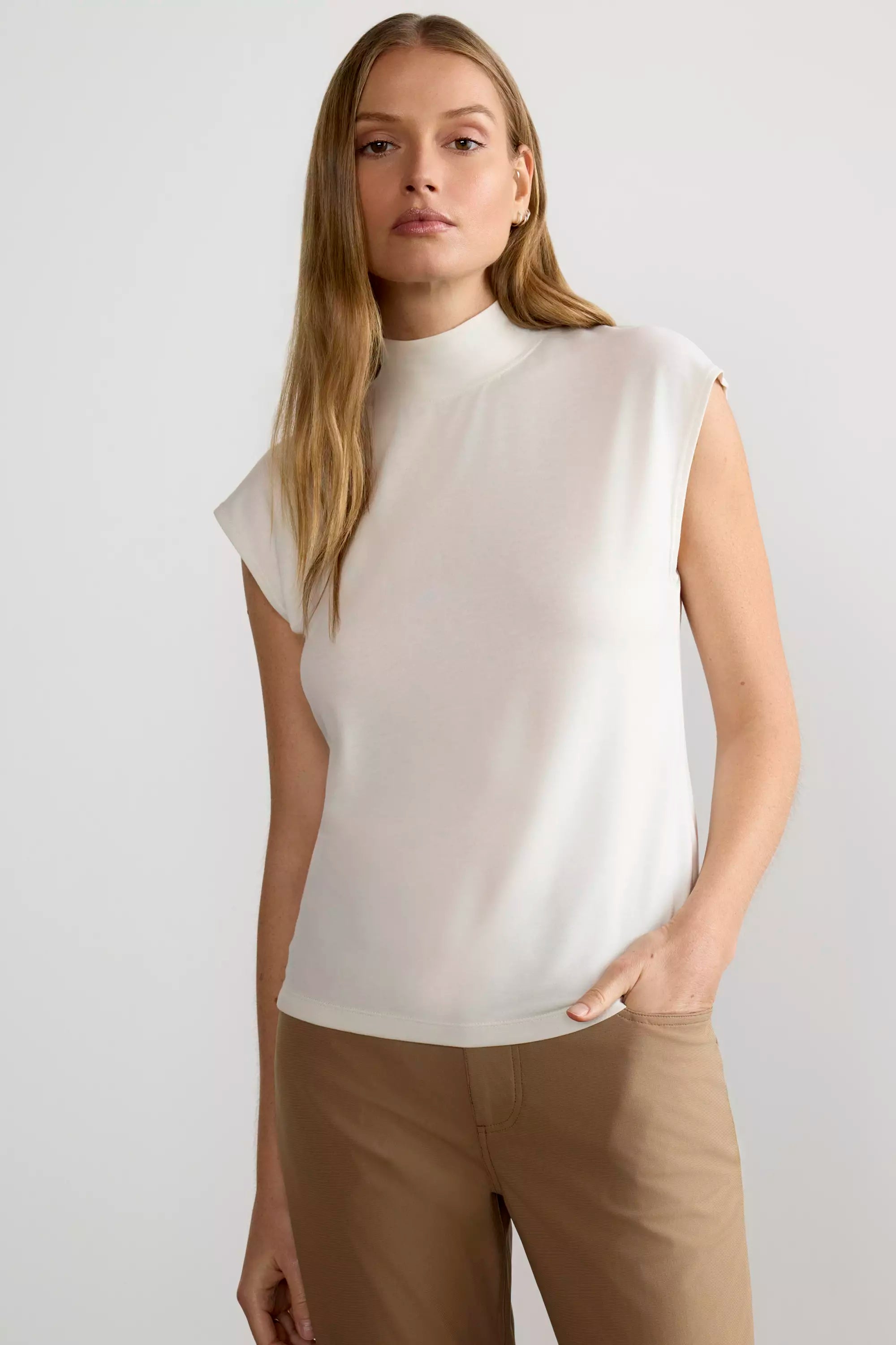 Expression Sleeveless Mock Neck Top