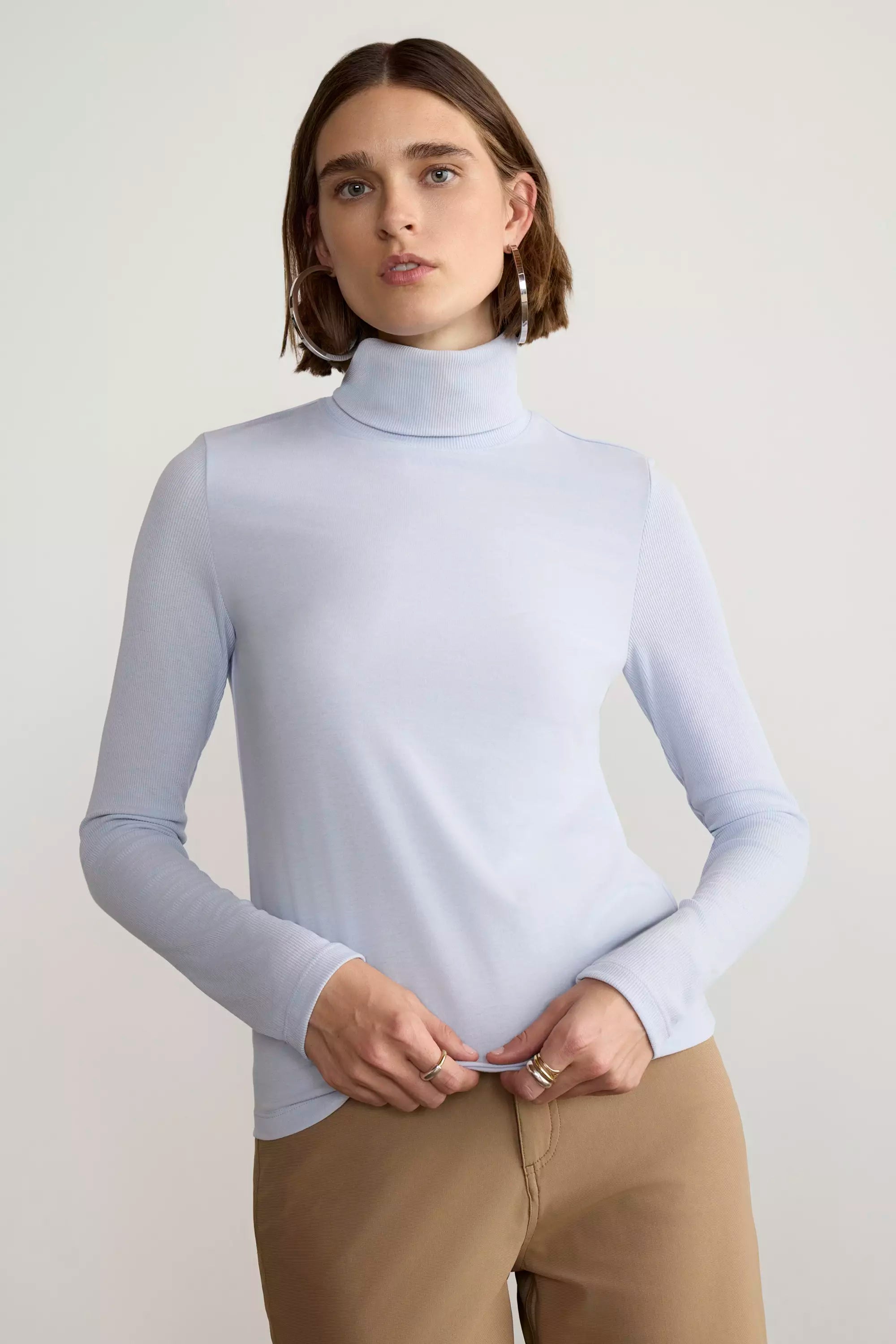 Expression Long Sleeve Turtle Neck Mixed Media Top