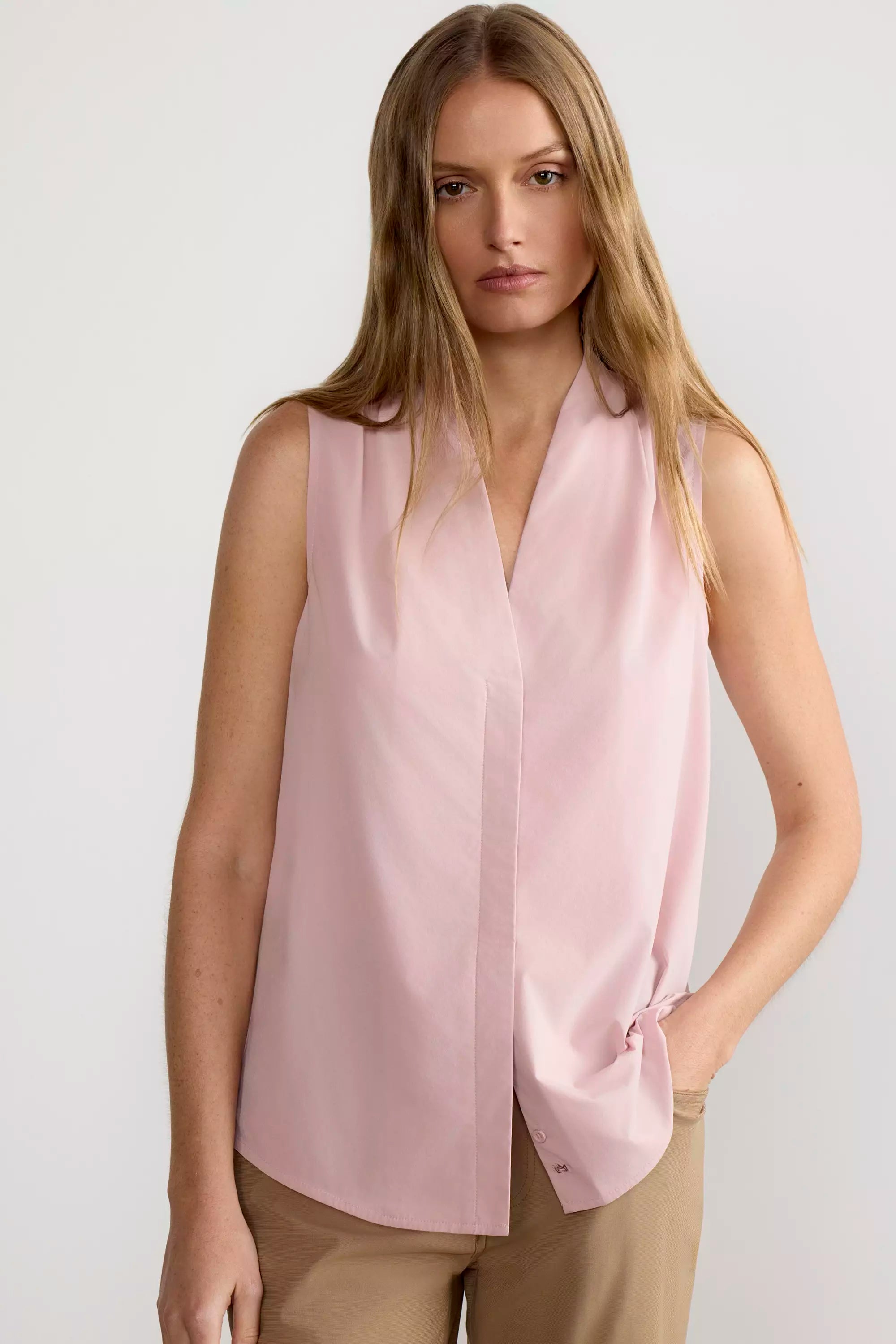 Resource Sleeveless V-Neck Blouse with Pleats