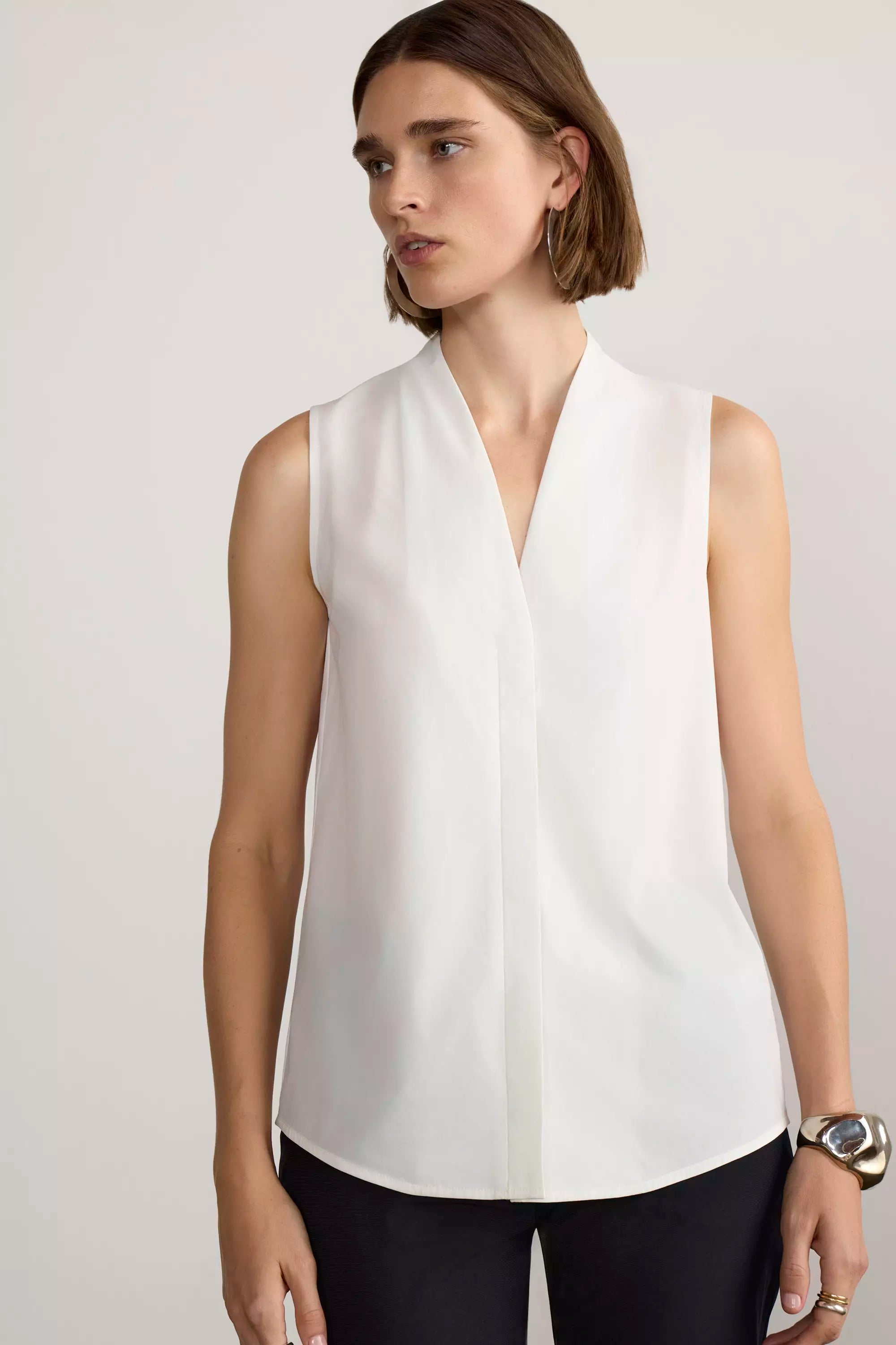 Resource Sleeveless V-Neck Blouse with Pleats