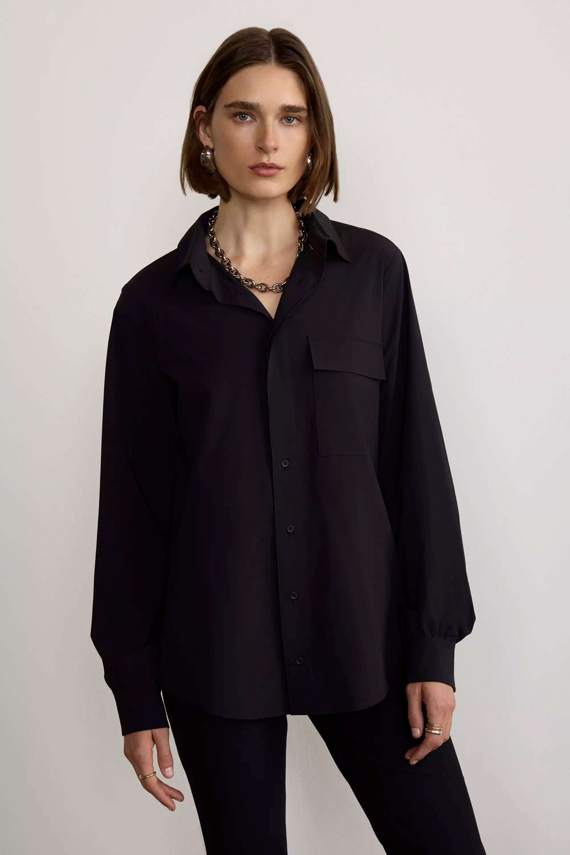 Resource Relaxed Blouse with Pleated Sleeve Cuff Detail