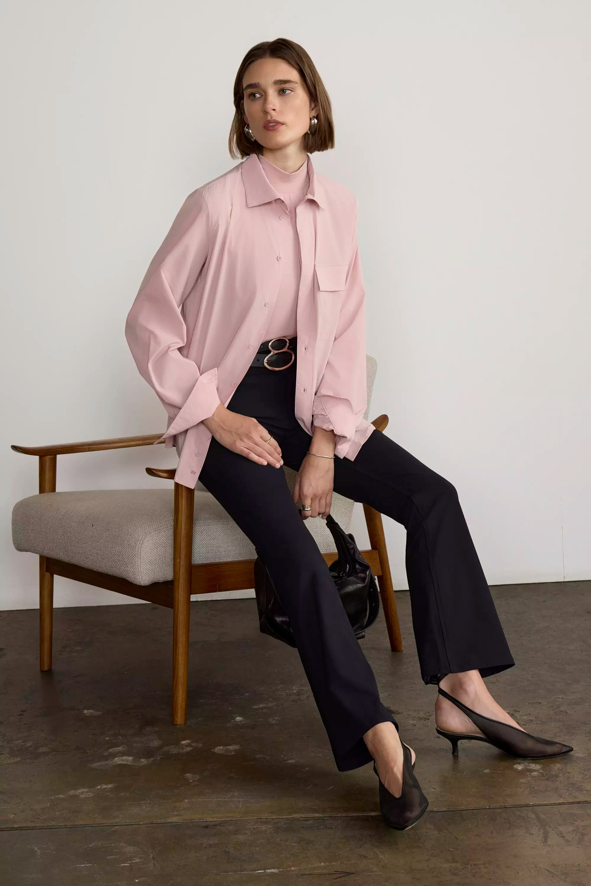 Resource Relaxed Blouse with Pleated Sleeve Cuff Detail