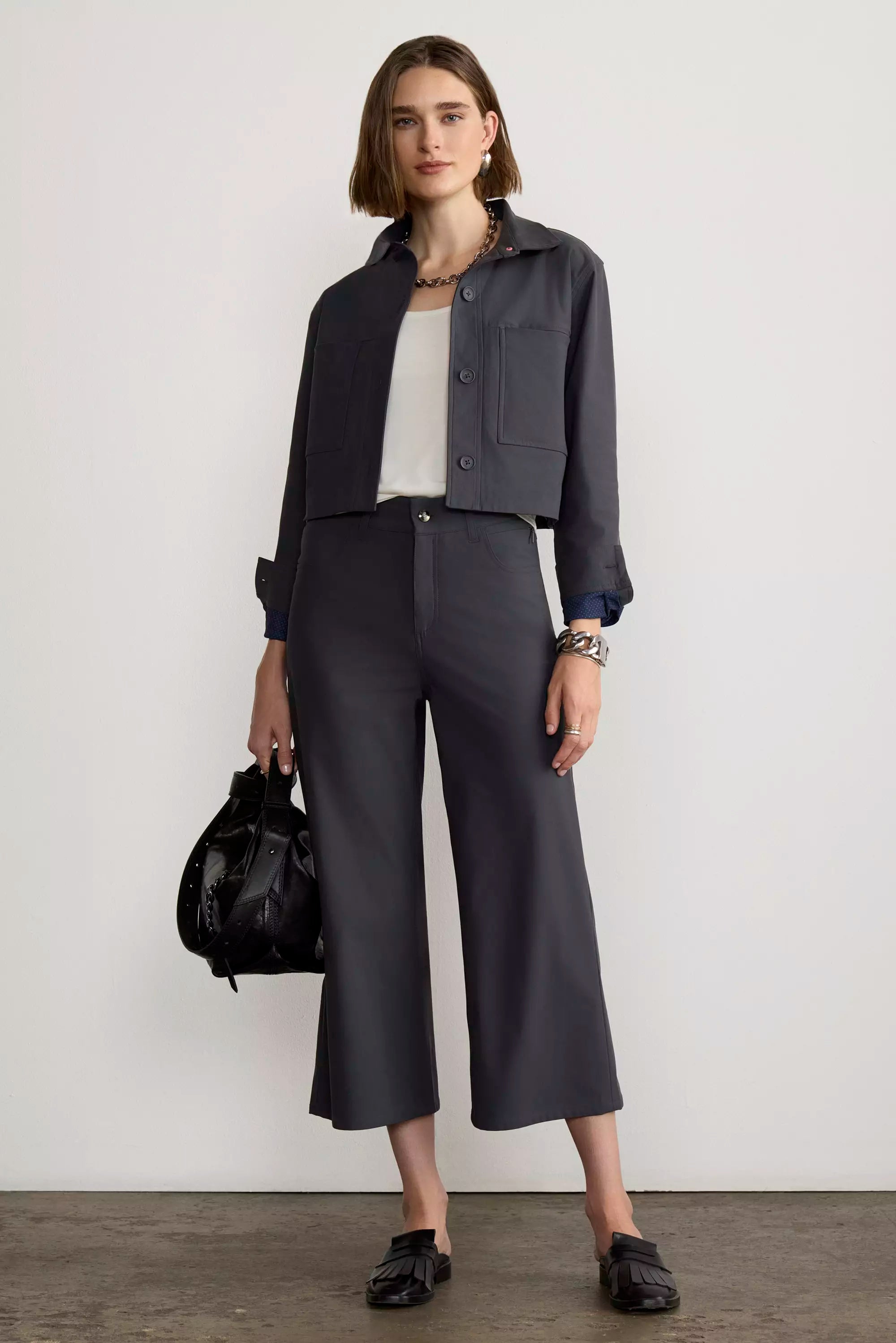 Limitless High-Rise Wide Leg Cropped Pant - Asphalt